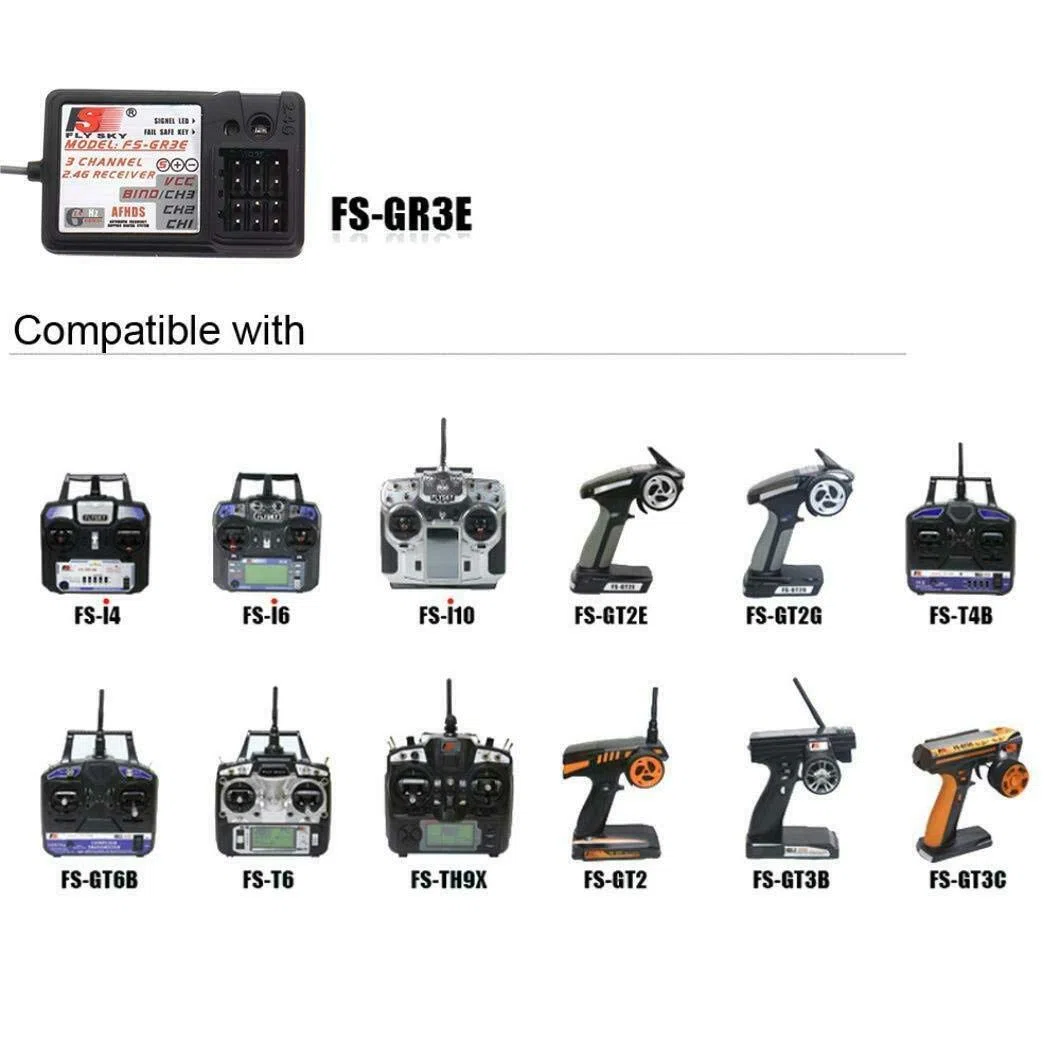 Ricevitore RC 2,4 GHz per auto barca, FS-GR3E 3 canali 3CH ricevitore per trasmettitore Fs-GR3C GT3B GT2 GT2E GT2G FS-T4B FS-i4 GT6B FS-i6