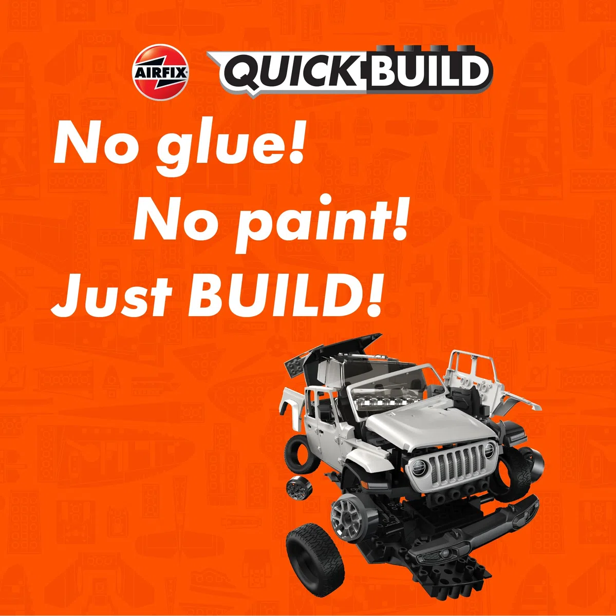 AIRFIX QUICKBUILD - Kit di costruzione per auto Jeep Gladiator Overland per bambini dai 6 anni in su, giocattoli da costruzione per ragazzi e ragazze, modellismo senza colla, kit di modelli classici