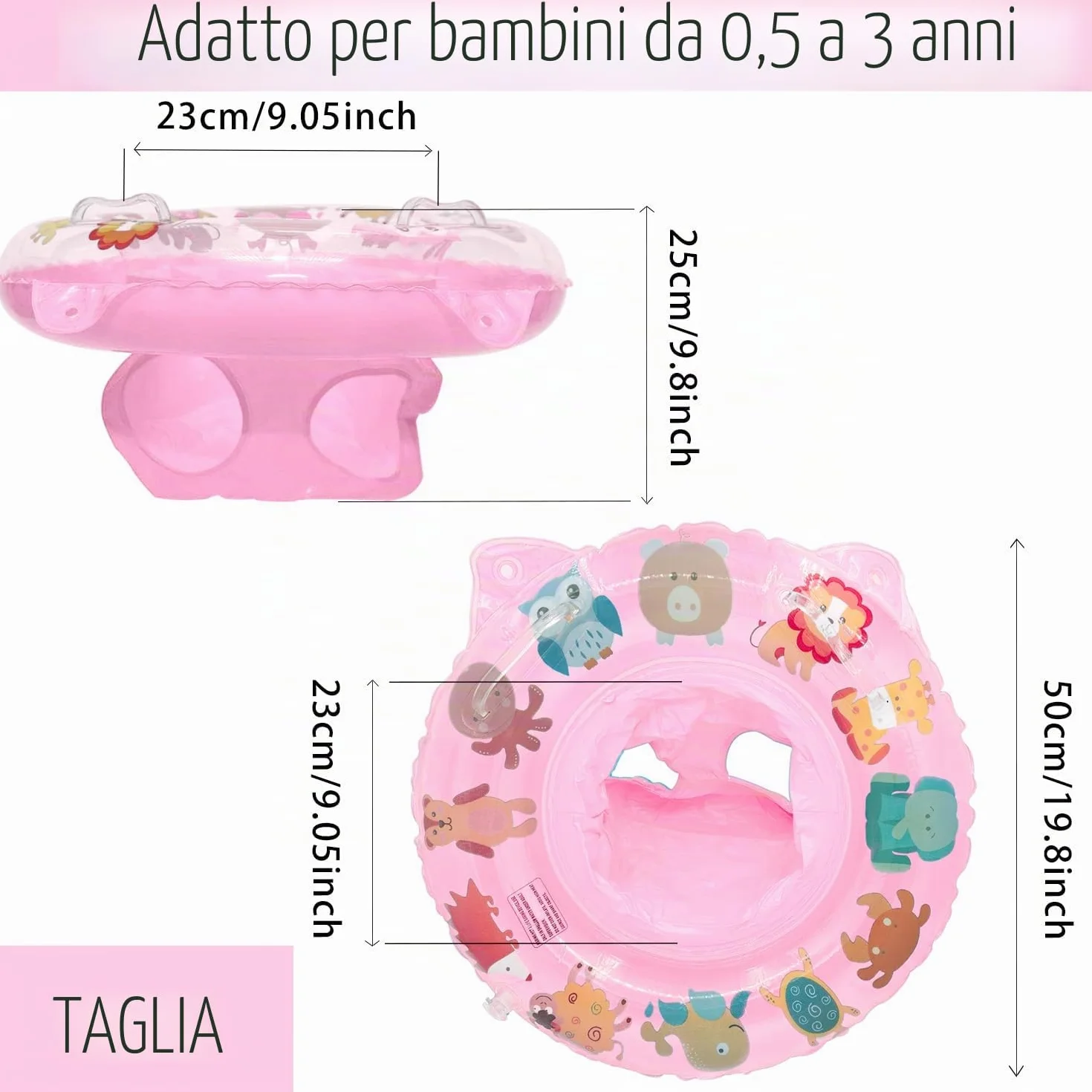 Anello da nuoto per bambini, anello da nuoto per bambini, sedia galleggiante gonfiabile regolabile per neonati, aiuto per il nuoto per neonati da 6 mesi a 36 mesi
