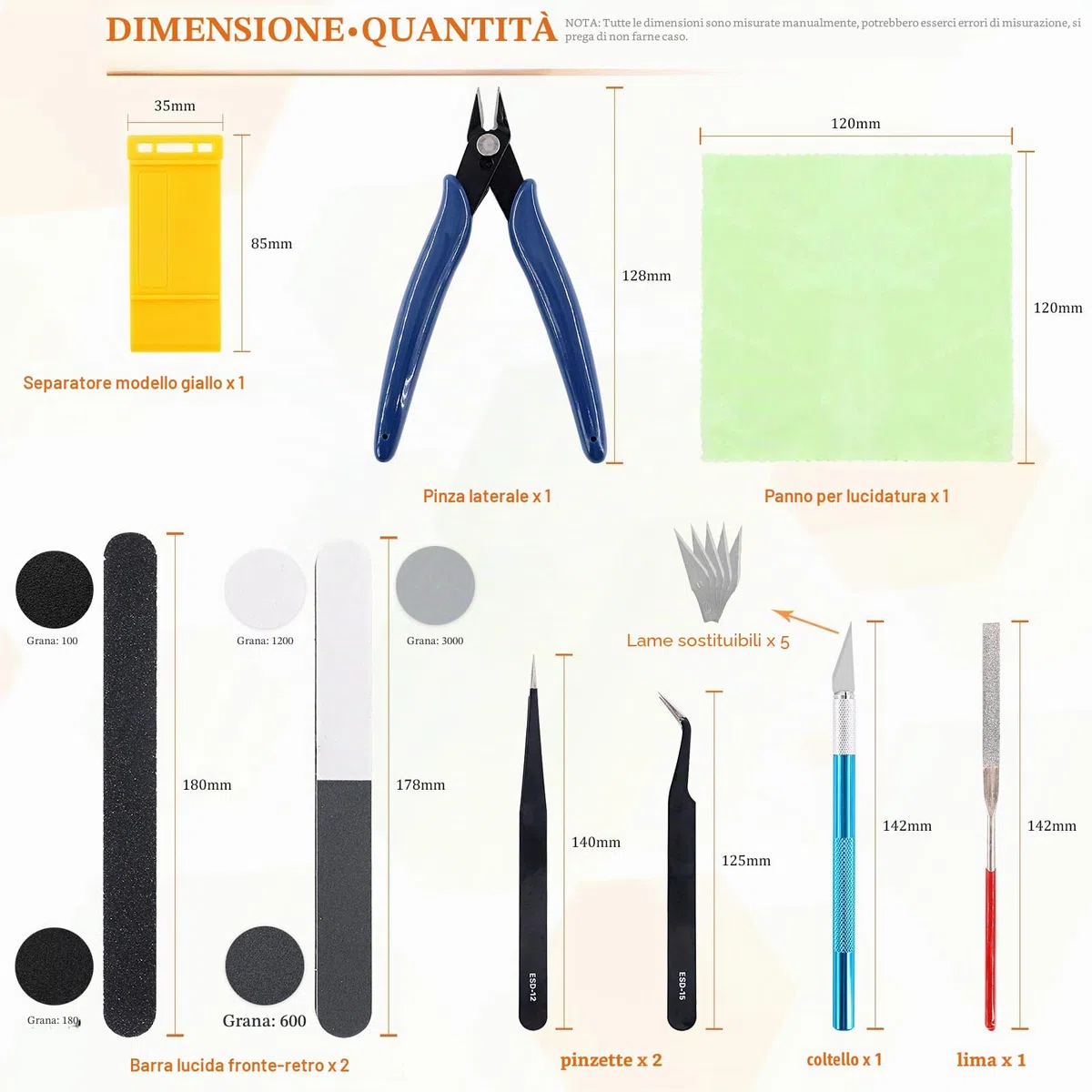 Set di 10 utensili da modello, modellatore, per montaggio e riparazione, modello Gundam Basic