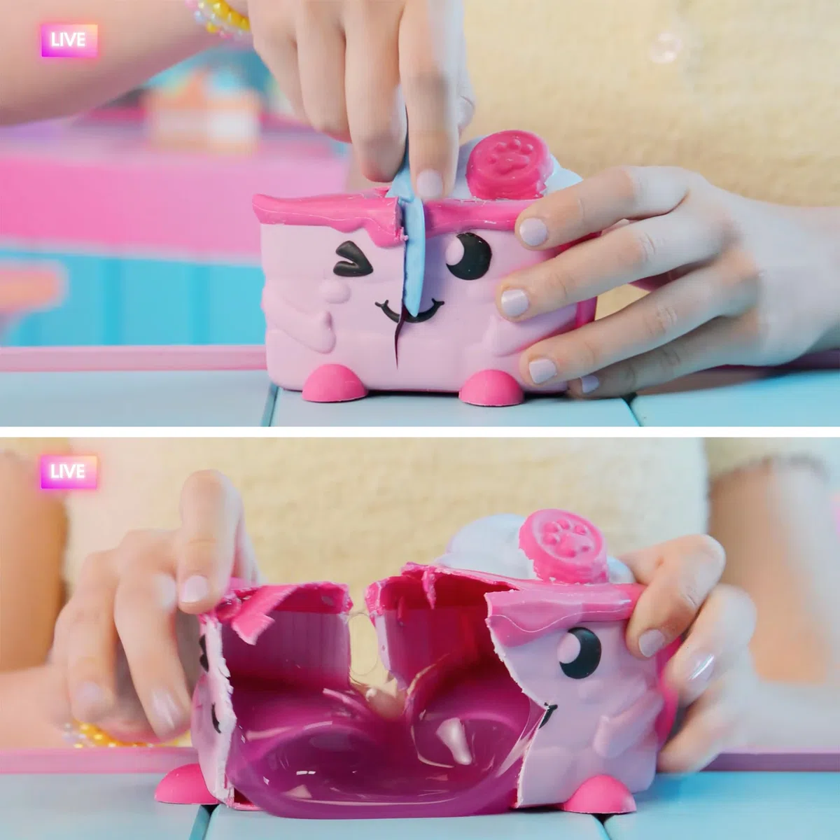 CAKE COLLEZIONABILI Rompi, Scopri, Cresci! Animaletti con accessori che escono da una torta e crescono quando li nutri con lo slime. Bambini dai 5 anni in su