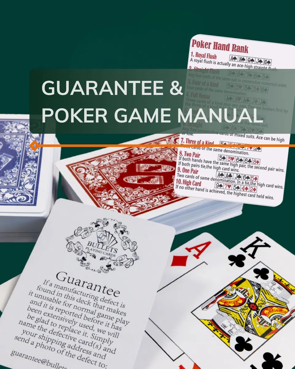 Bullets Playing Cards, Due giochi di 54 carte da poker con indice Jumbo, Carte impermeabili e resistenti, Texas Hold'em Poker