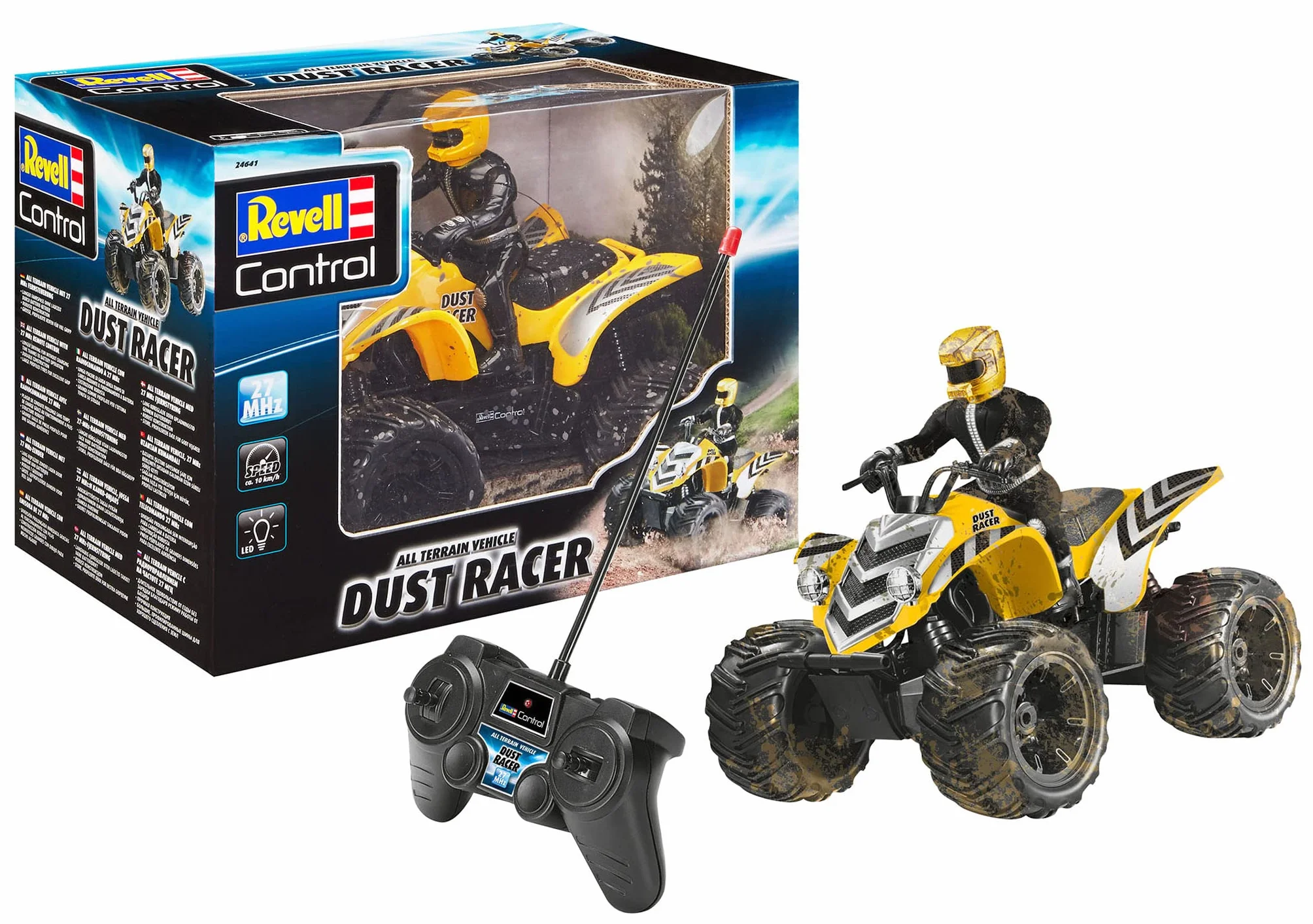 Revell Control Quadbike New Dust Racer I Scala 1:10 I Perfetto per Gli Appassionati di Corsa a Partire dagli 8 Anni I Grandi Pneumatici I Telecomando MHz I per Uso Interno ed Esterno I Quad