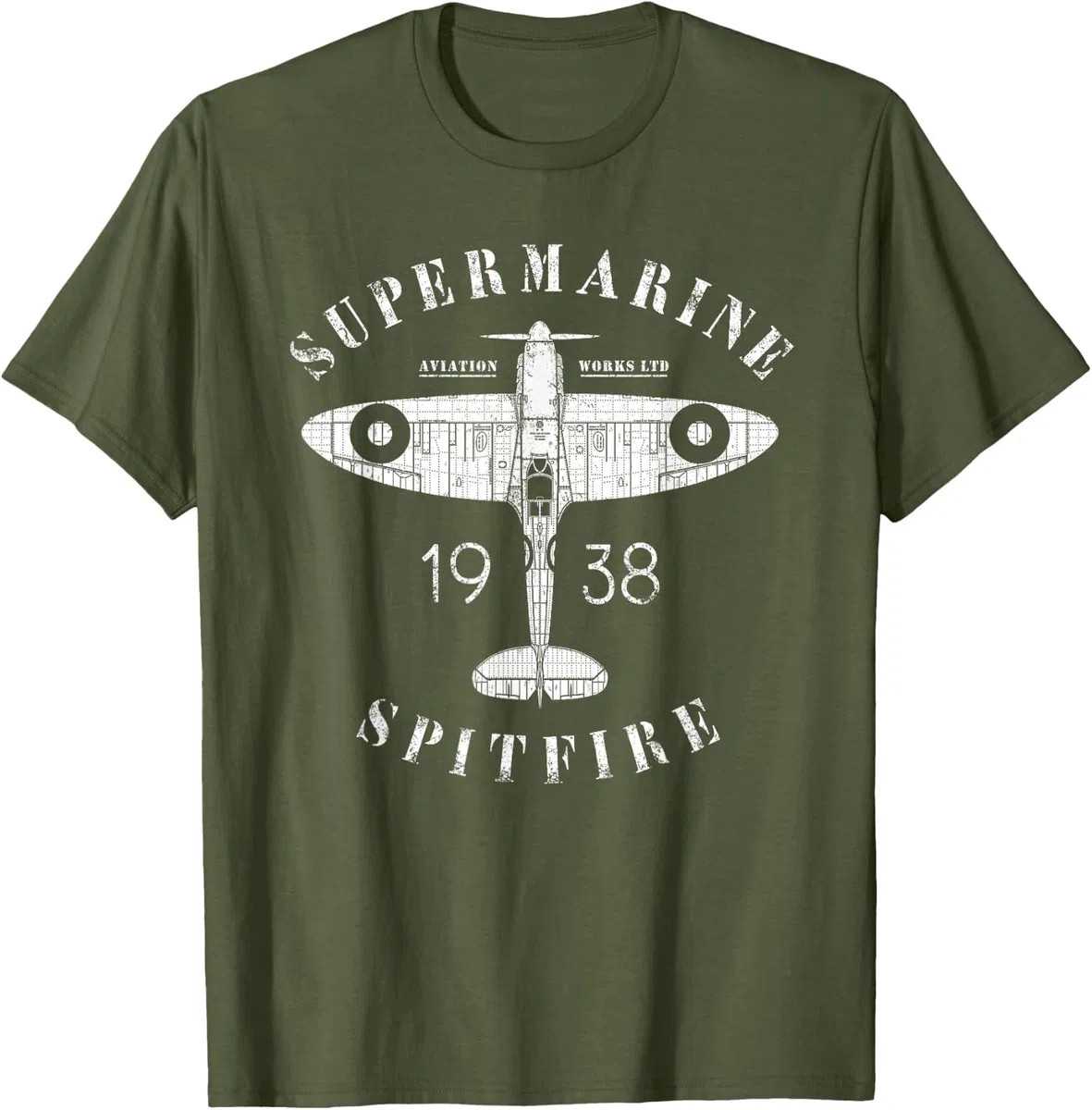 Spitfire RAF British WW2 Fighter Plane Supermarine Aviation Maglietta