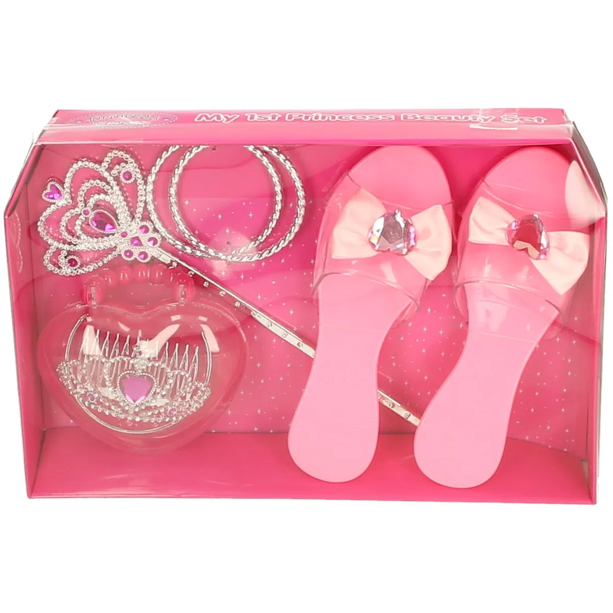 Princess Secret My 1st Princess Beauty Set, scarpe rosa con fiocco, diadema, bracciali, bacchetta e corona, accessori per vestire ragazze