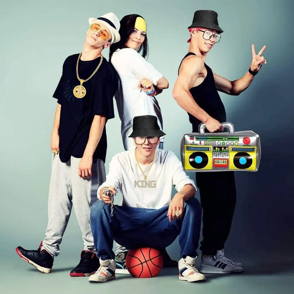 Set Accessori Rapper Costume Hip Hop Collana e Anello con Segno del Dollaro Catena d'oro Finta King Sign hip hop per Feste Anni '80 '90 Accessori per Rapper Decorazioni a Tema Mafia