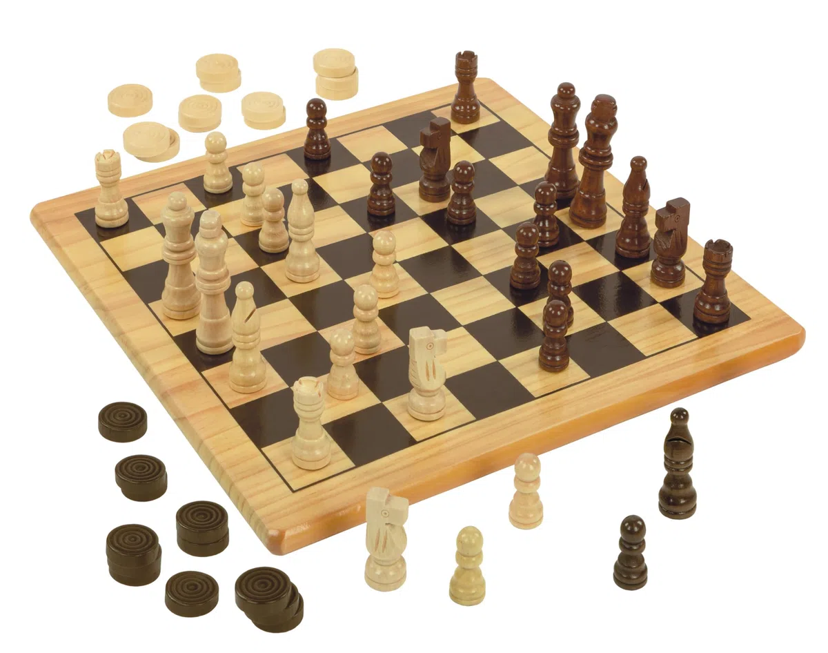 Clementoni - Dama e Scacchi in Legno, Gioco da Tavolo Ragazzi 6+ Anni e Adulti, per 2 Giocatori, Idea Regalo Made in Italy, Lingua Italiana, 16828