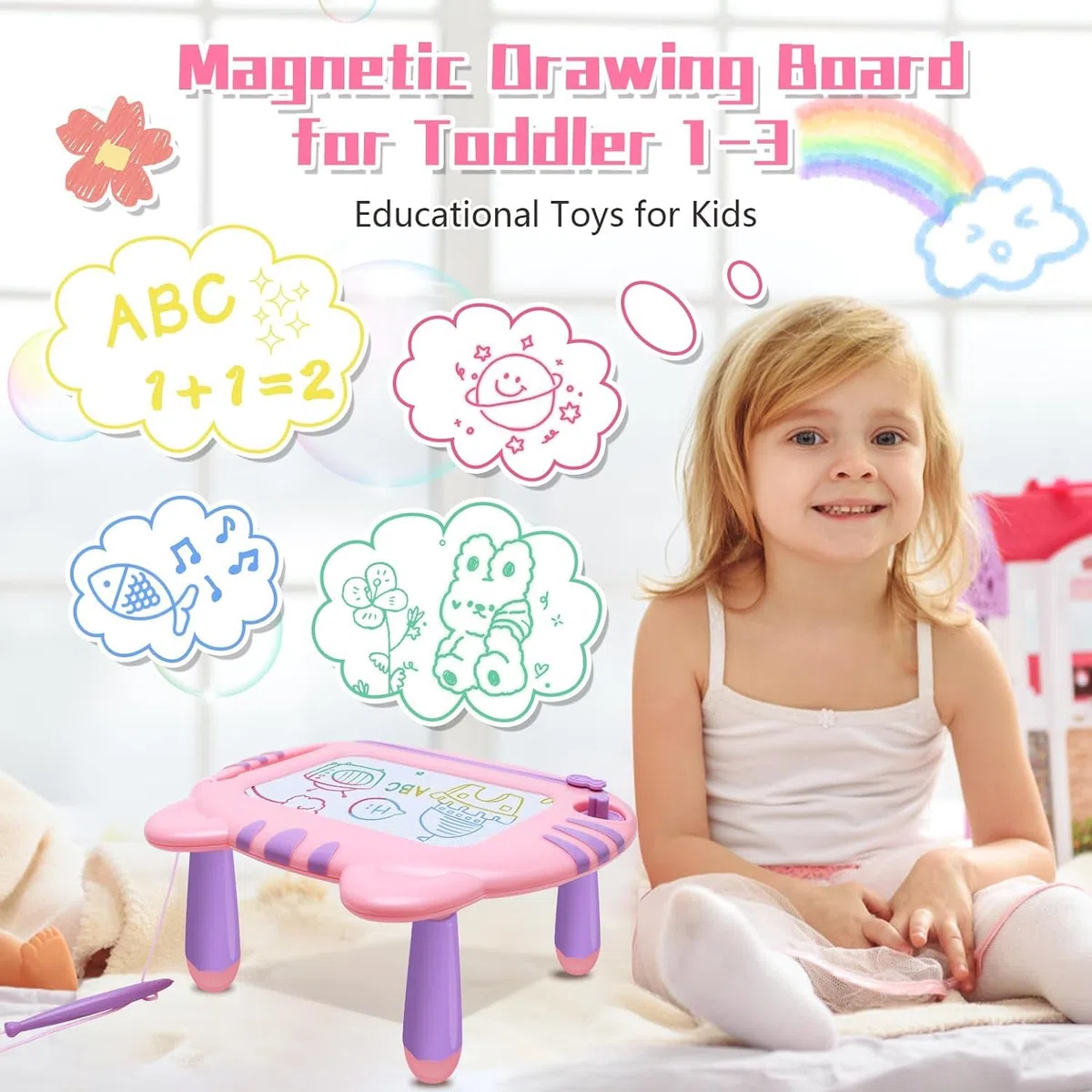 Giocattolo Educativo per Bambini da 1 a 3 Anni - Disegno Magnetico per 12 Mesi, 1 2 3 Anni