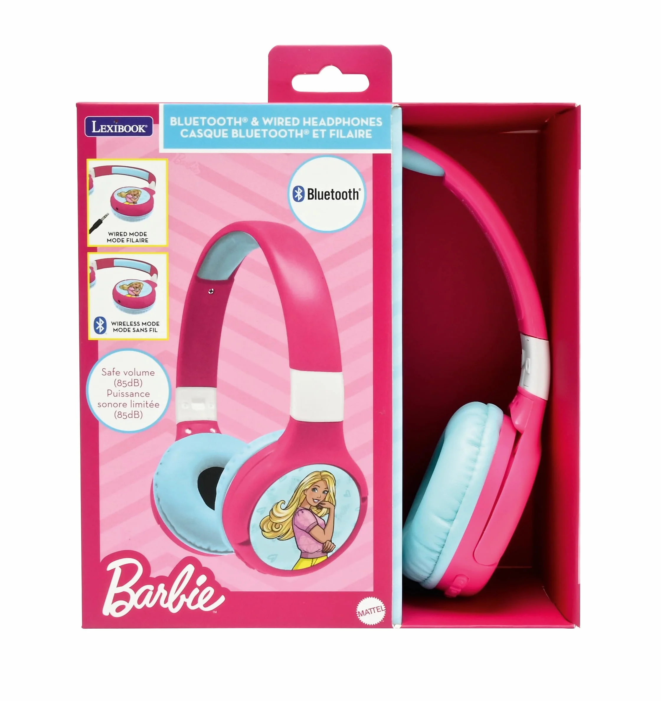 Lexibook Barbie Cuffie Bluetooth 2 in 1 con microfono rosa HPBT010BB
