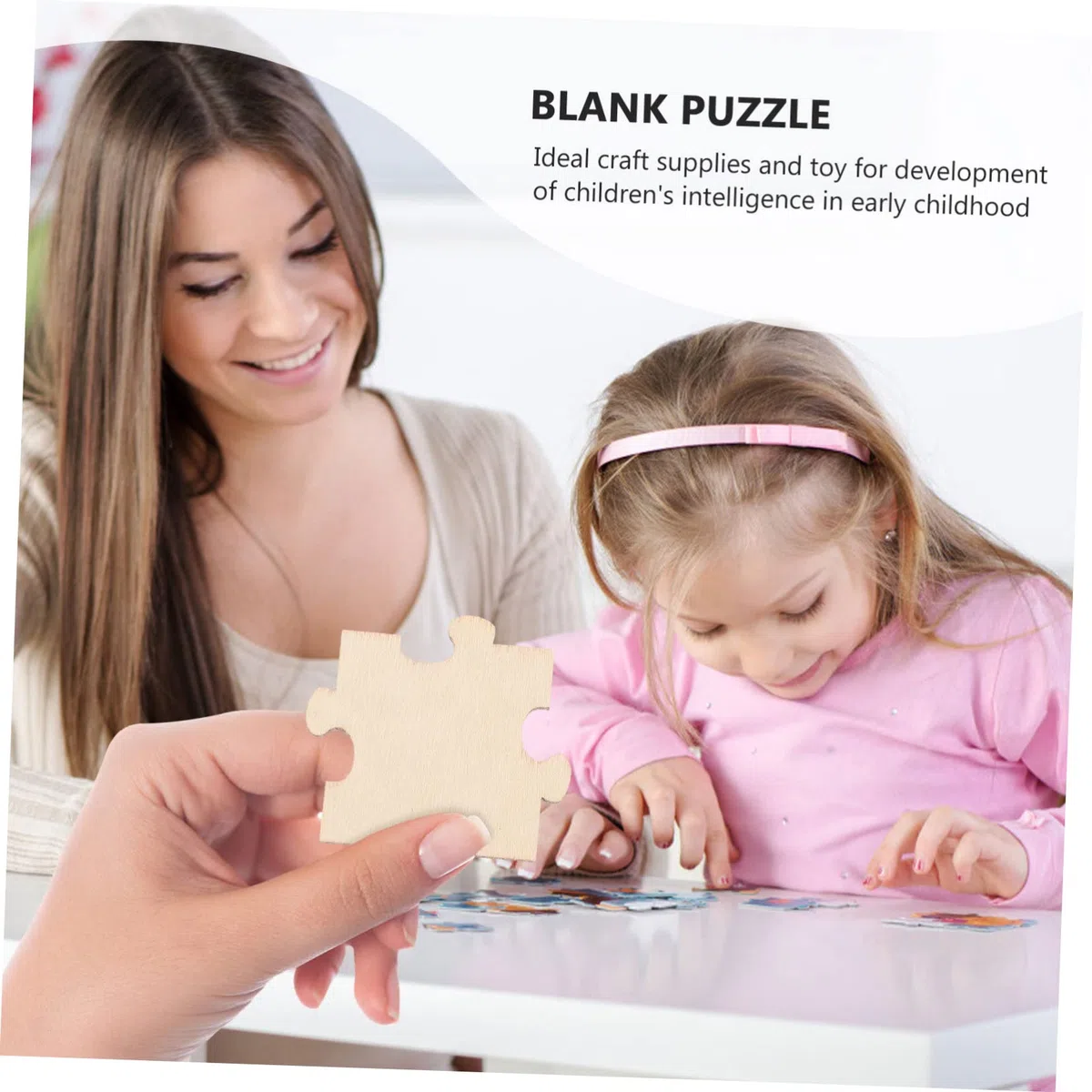 VANZACK 100 Pezzi Puzzle in Legno Vuoto da Disegnare, Kit Puzzle per Bambini Pezzi Resistenti, per Sviluppare Abilità Creative e Artistiche