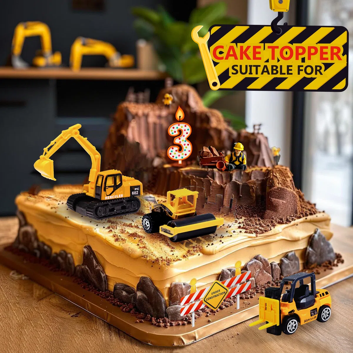 Oriate Veicoli da cantiere, set da 6 pezzi, bulldozer, carrello elevatore, escavatore e altre auto giocattolo educative per interni ed esterni, mini modelli di auto, regalo per la festa dei bambini