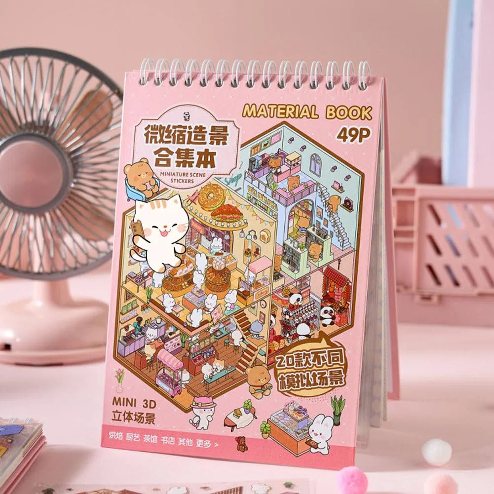 20 Set Adesivi di Scena, Adesivi 3d Adorabili Adesivi 3D Stress Sollievo Con Una Pinzetta,3D Sticker Kit di Adesivi per Casa in Miniatura per Adulti, Bambini