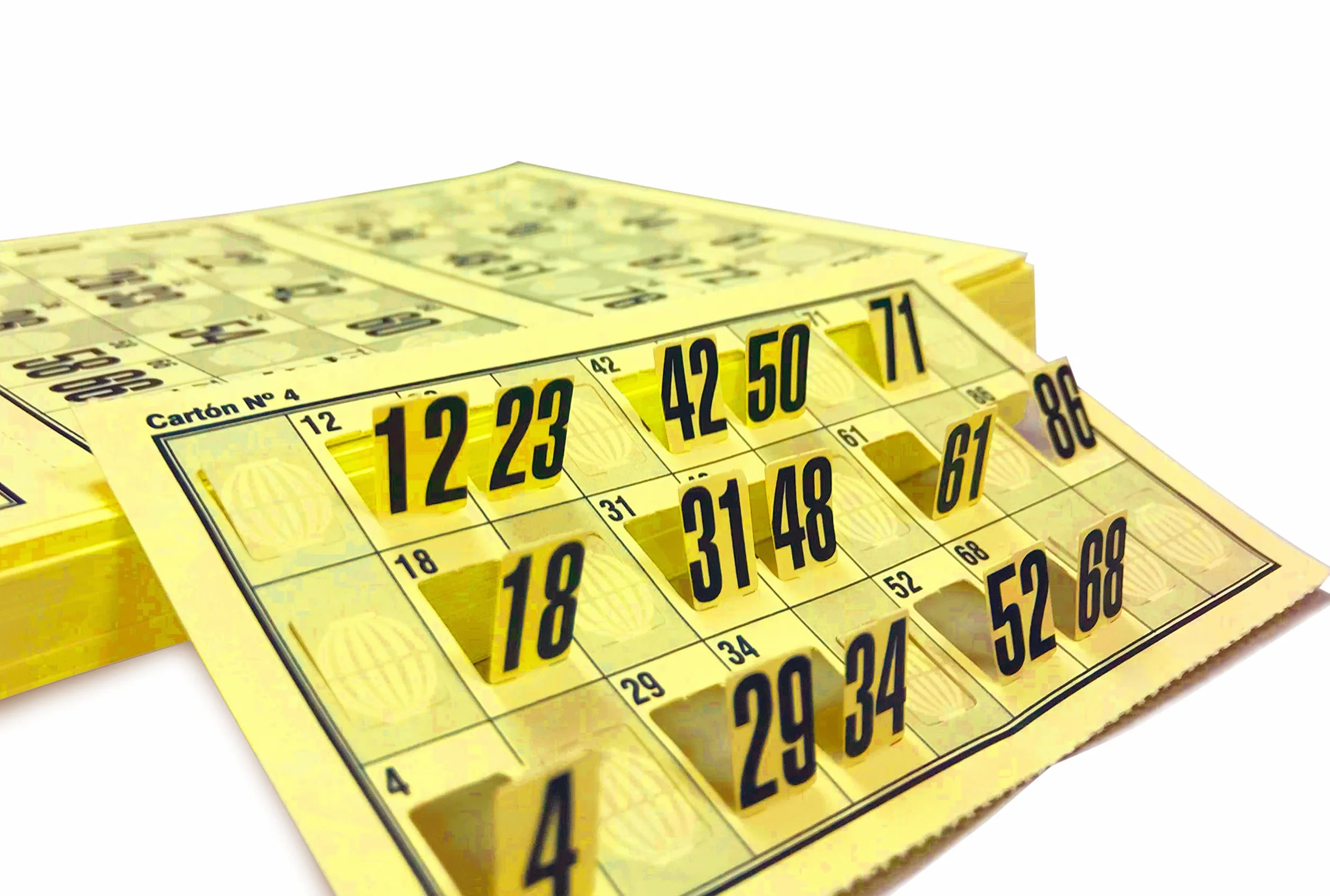 Generico 480 cartoni con numeri pretagliati per bingo tradizionale a 90 palline (giallo)