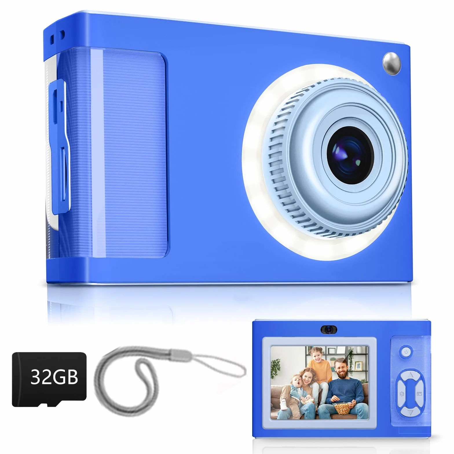 Macchina Fotografica Digitale, ARNSSIEN 1080P Vintage Fotocamera Digitale per Bambini, Schermo 2,4" con 16 Luci LED, Regalo Economico per Bambini più Grandi, Adolescenti, Studenti, Principianti,Y2