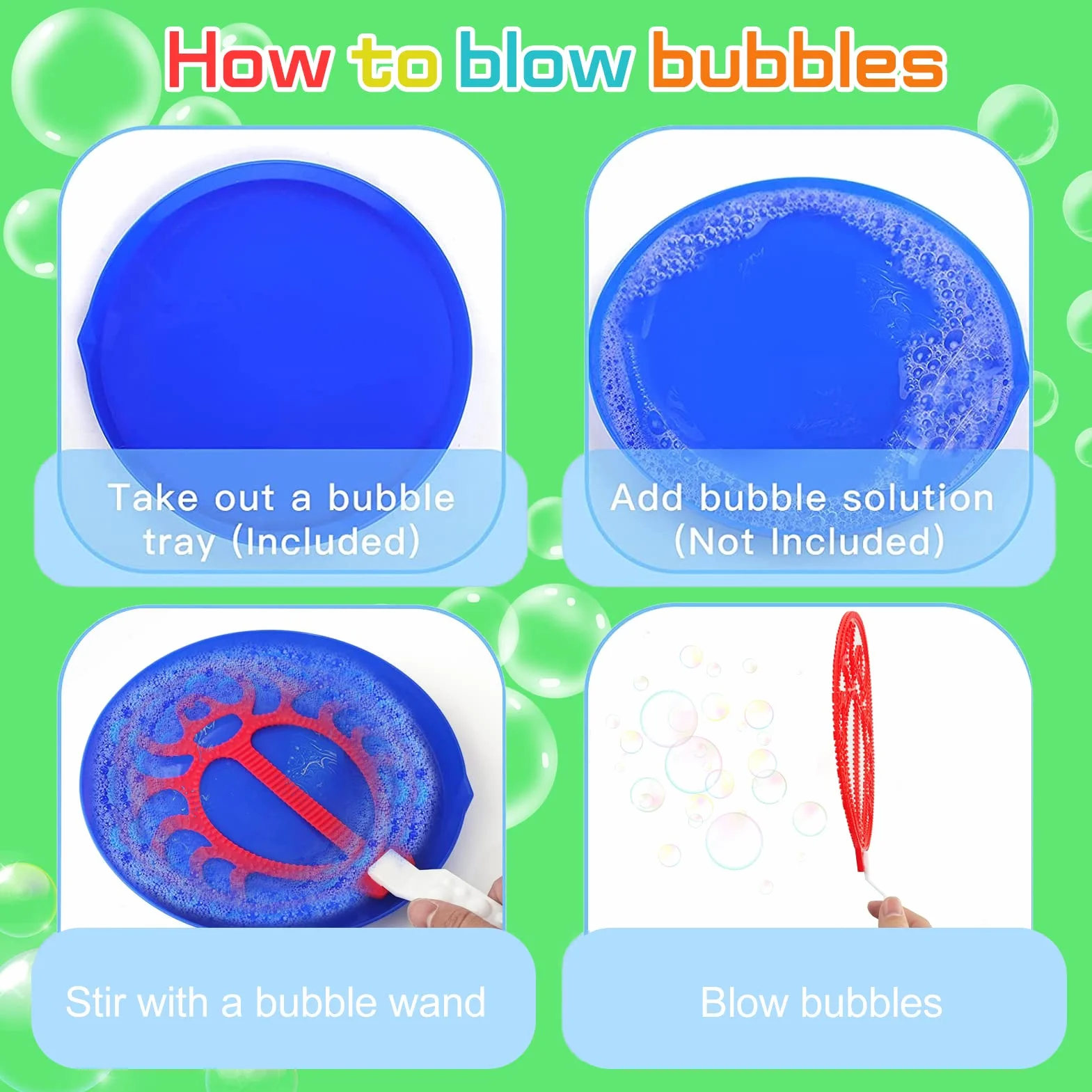Set di 24 Bolle di Sapone Giganti - Bacchetta per Bolle, Giocattoli per Feste e Giardino All'aperto (Giallo)