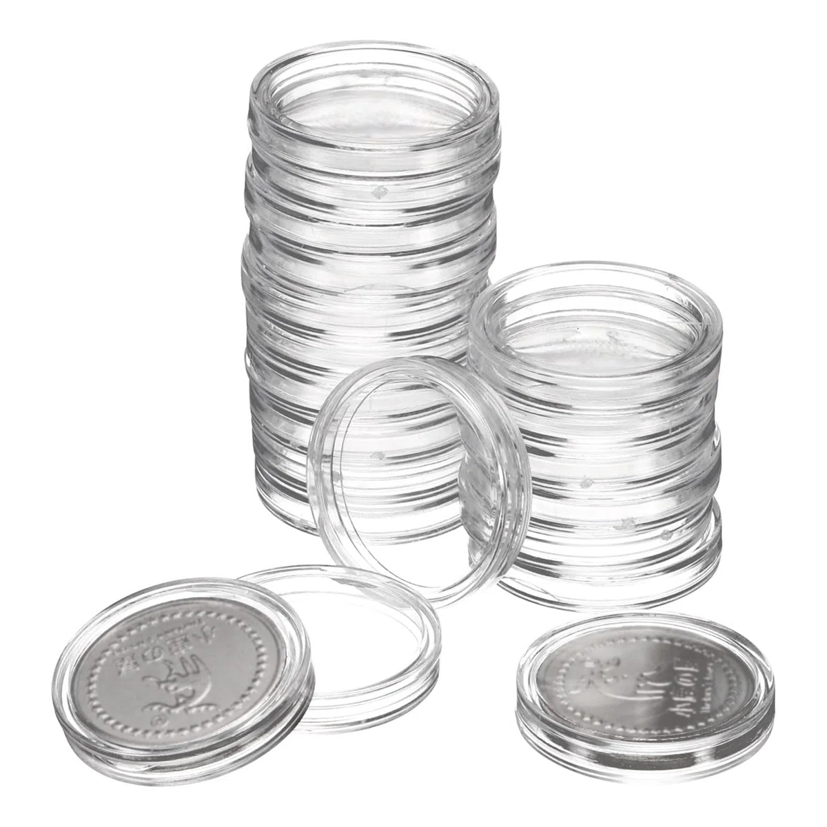 QUARKZMAN 20 Pz 23mm Portamonete per Dollaro D'Argento, Coperture in Capsula di Plastica Trasparente in Acrilico Contenitore Rotondo per La Collezione di Monete D'Argento O Tag Nfc
