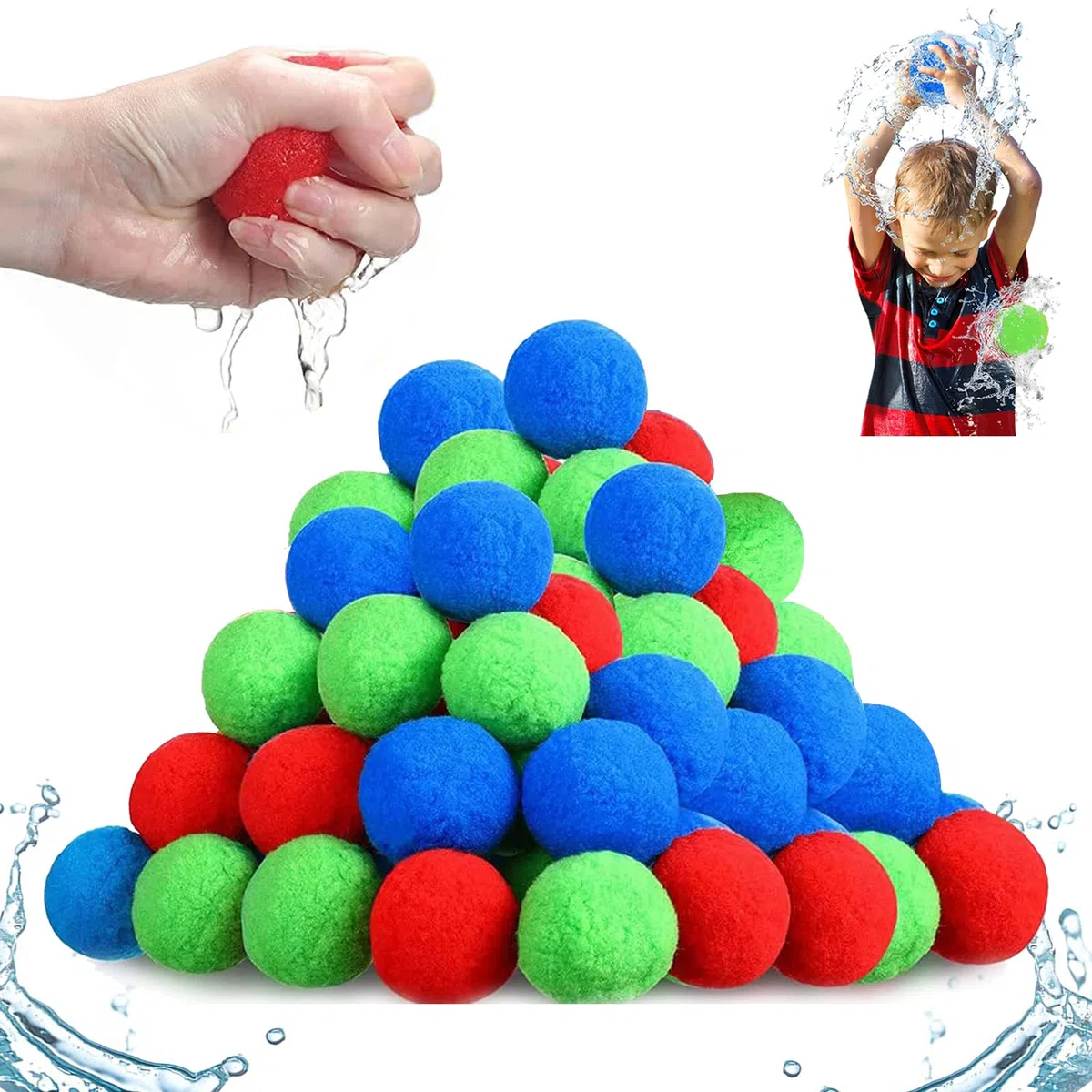 50 Pezzi Bombe d'acqua riutilizzabili, 30/40/50 Pezzi Bombe da Acqua Palloncini Facile da Riempire, Diametro 5 cm,Bombe d Acqua per Bambini,Adatti per Estivi Piscina Spiaggia Giardino Palloncini Gioco
