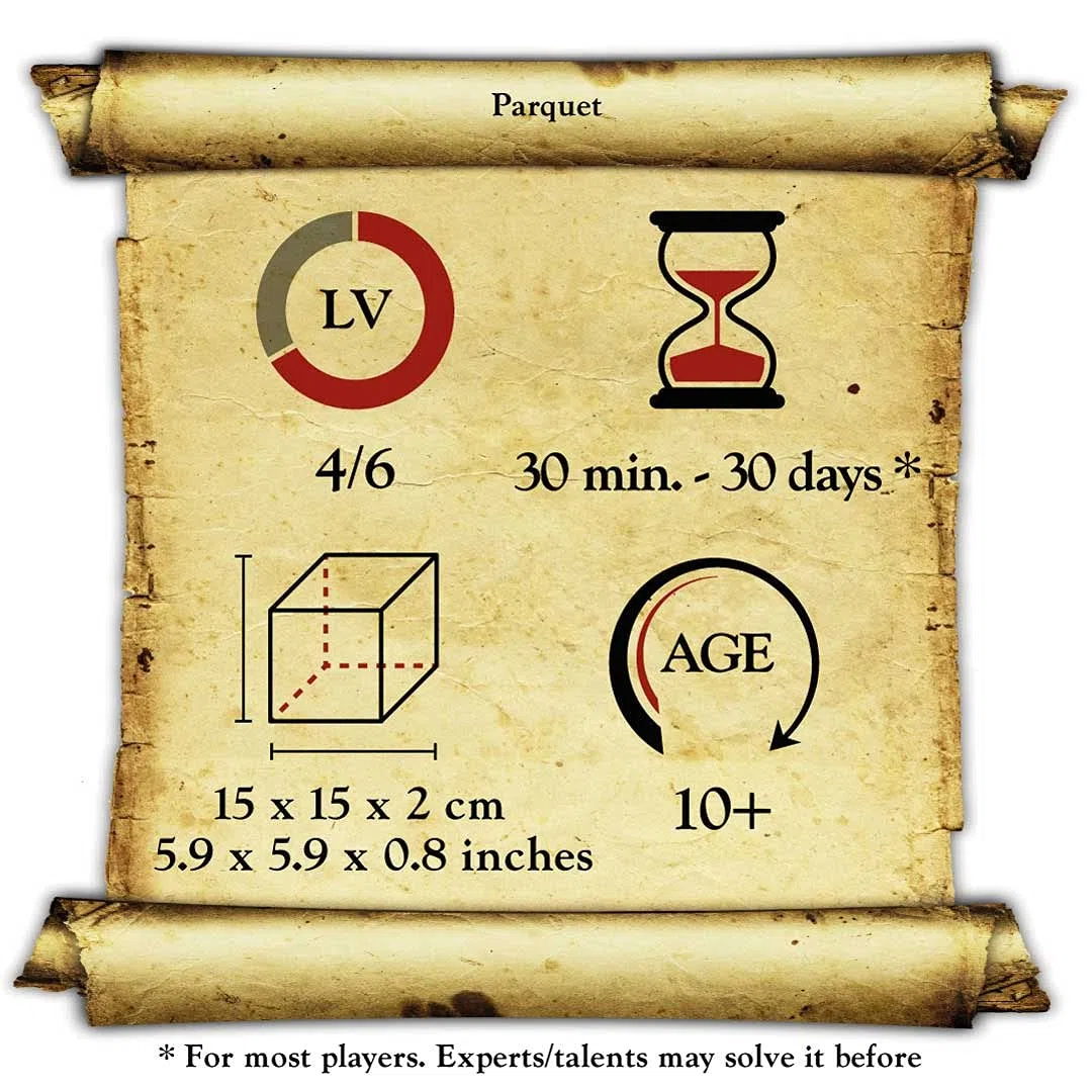 Logica Giochi art. Parquet - Rompicapo in Legno ad Incastro - Difficoltà 4/6 Estremo - Collezione Leonardo