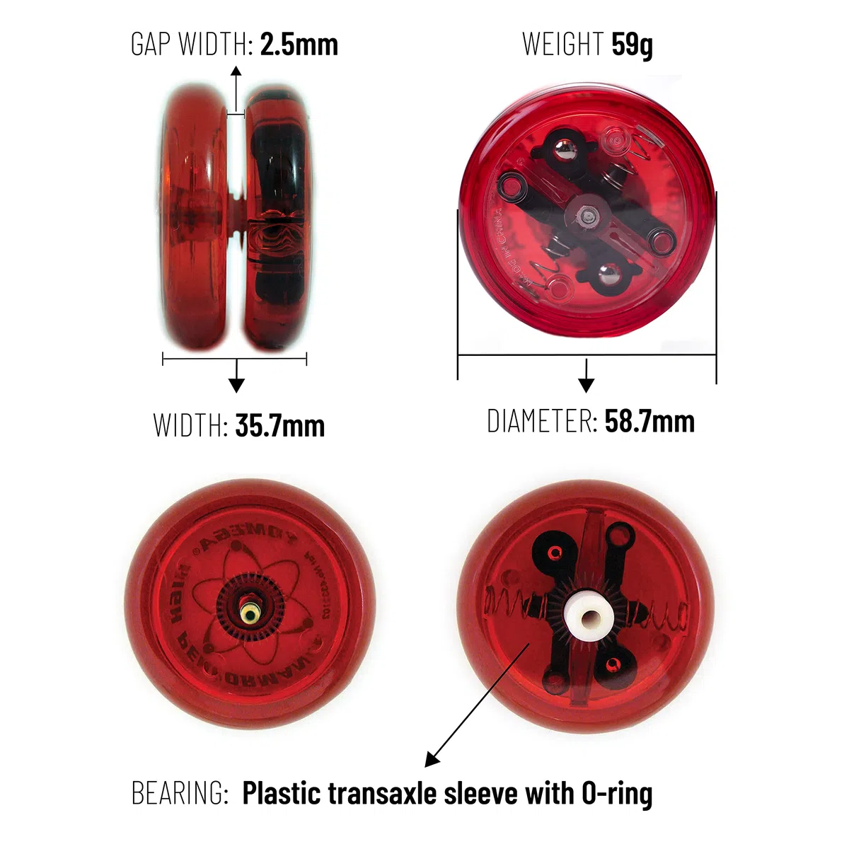 Yomega The Original Brain - Yoyo Professionale per Bambini e Principianti, Risposta reattiva Automatica Yo Yo Migliore per Fare acrobazie Incluso di Ben 2 Corde Extra (Rossa)
