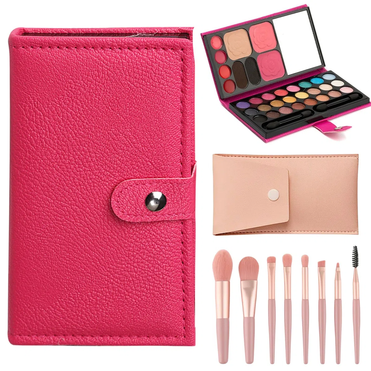 Set Trucco per Bambine, Set Trucco per Ragazze con Specchio e 9 Pennelli, Cosmetici Giocattolo Non Tossici Bambini, Kit di Bellezza Cosmetica per Compleanni Feste Spettacoli Halloween Natale