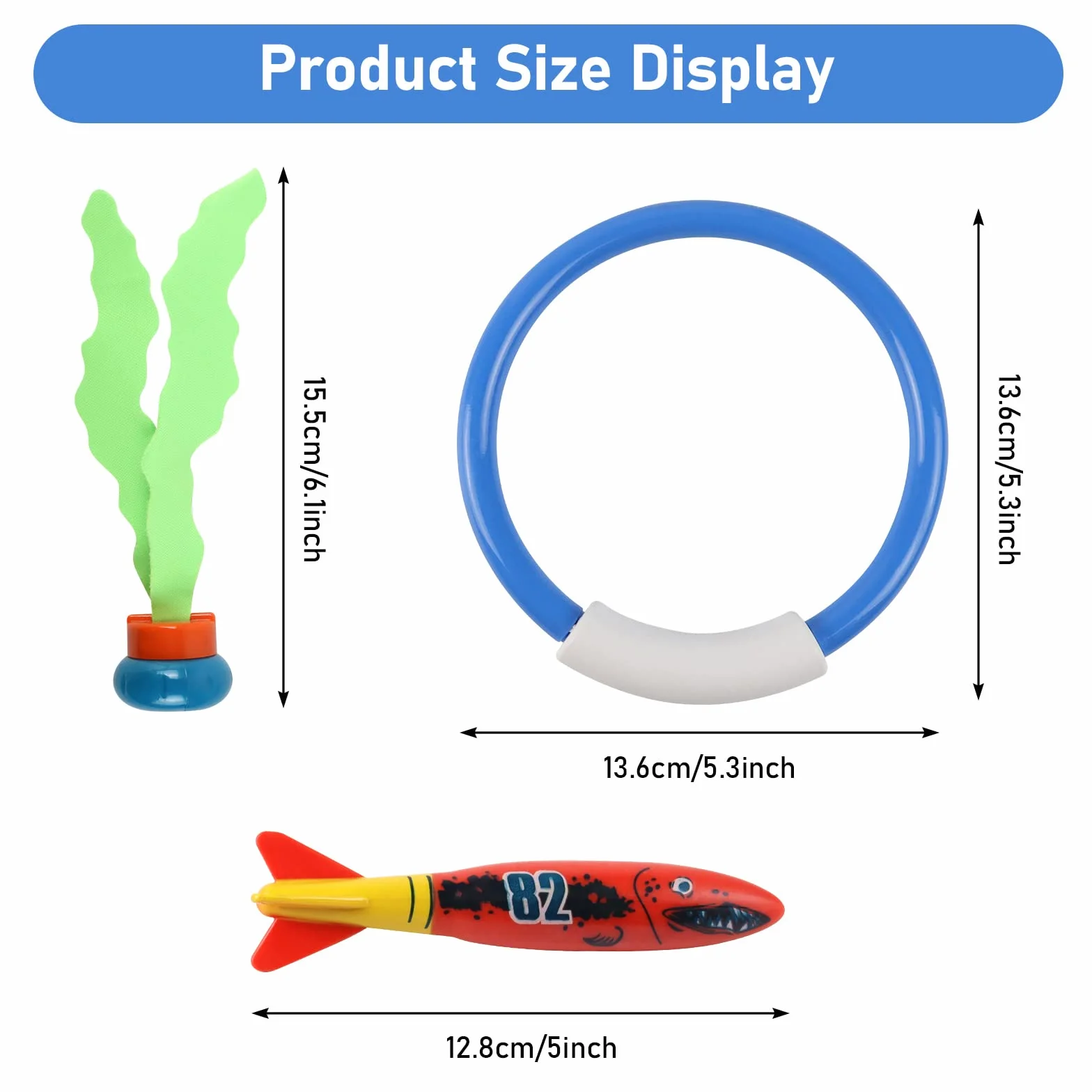 Set di 11 giocattoli subacquei subacquei per bambini dai 4 ai 12, anello sommergibile per alghe, giocattolo per acqua, set estivo per feste in piscina, regalo per ragazzi e ragazze
