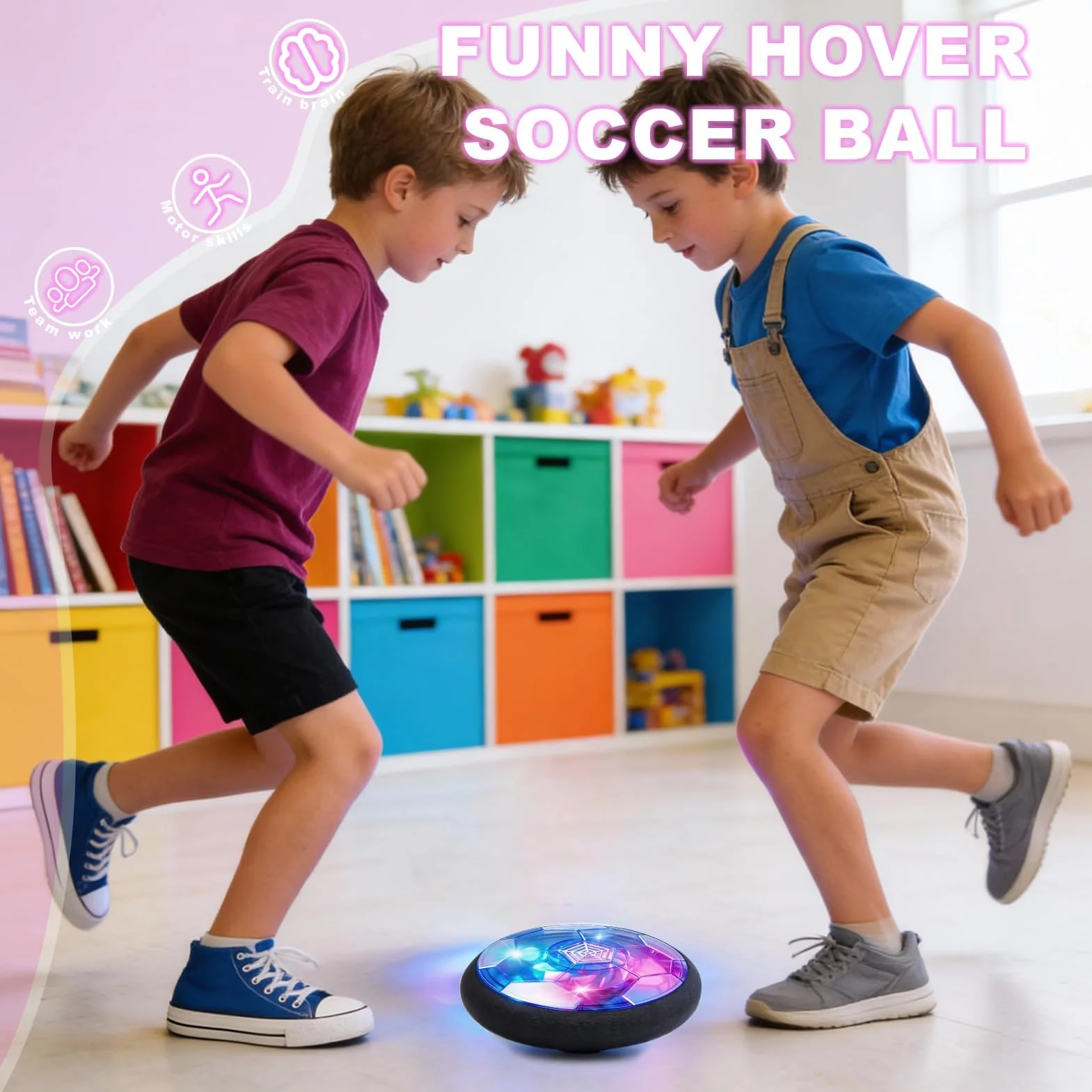 Air Power Calcio Giocattoli, Pallone da Calcio Fluttuante con Luci LED e Musica, Hover Ball, Palla Volante, Giocattolo calcio Indoor per Ragazzi E Ragazze di 3-12 Anni