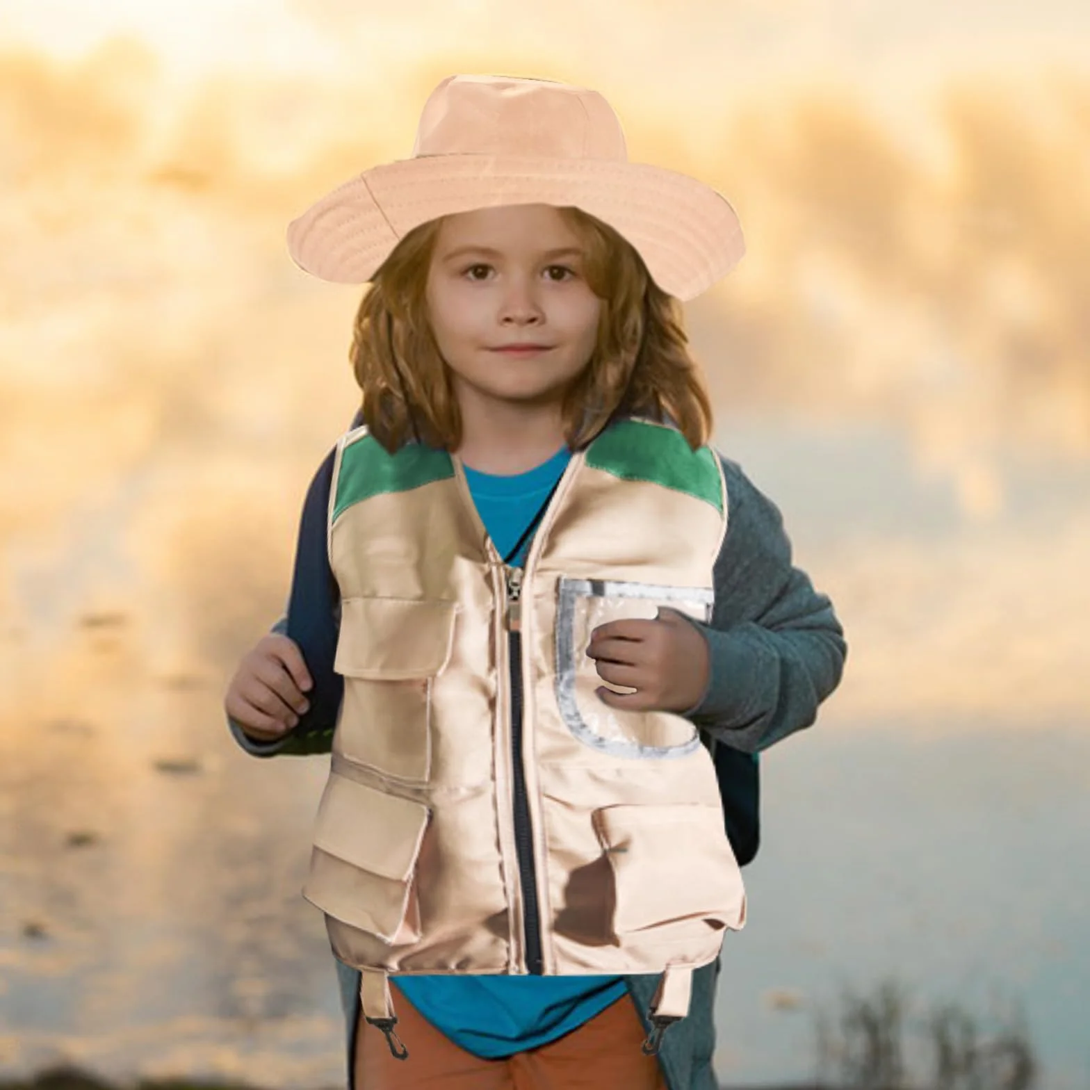 Set di esplorazione per Bambini, Set di Giocattoli da Esploratore Esterno con Gilet, Cappello, Attrezzatura da Campeggio per Bambini, per Avventura Campeggio Escursionismo (A)