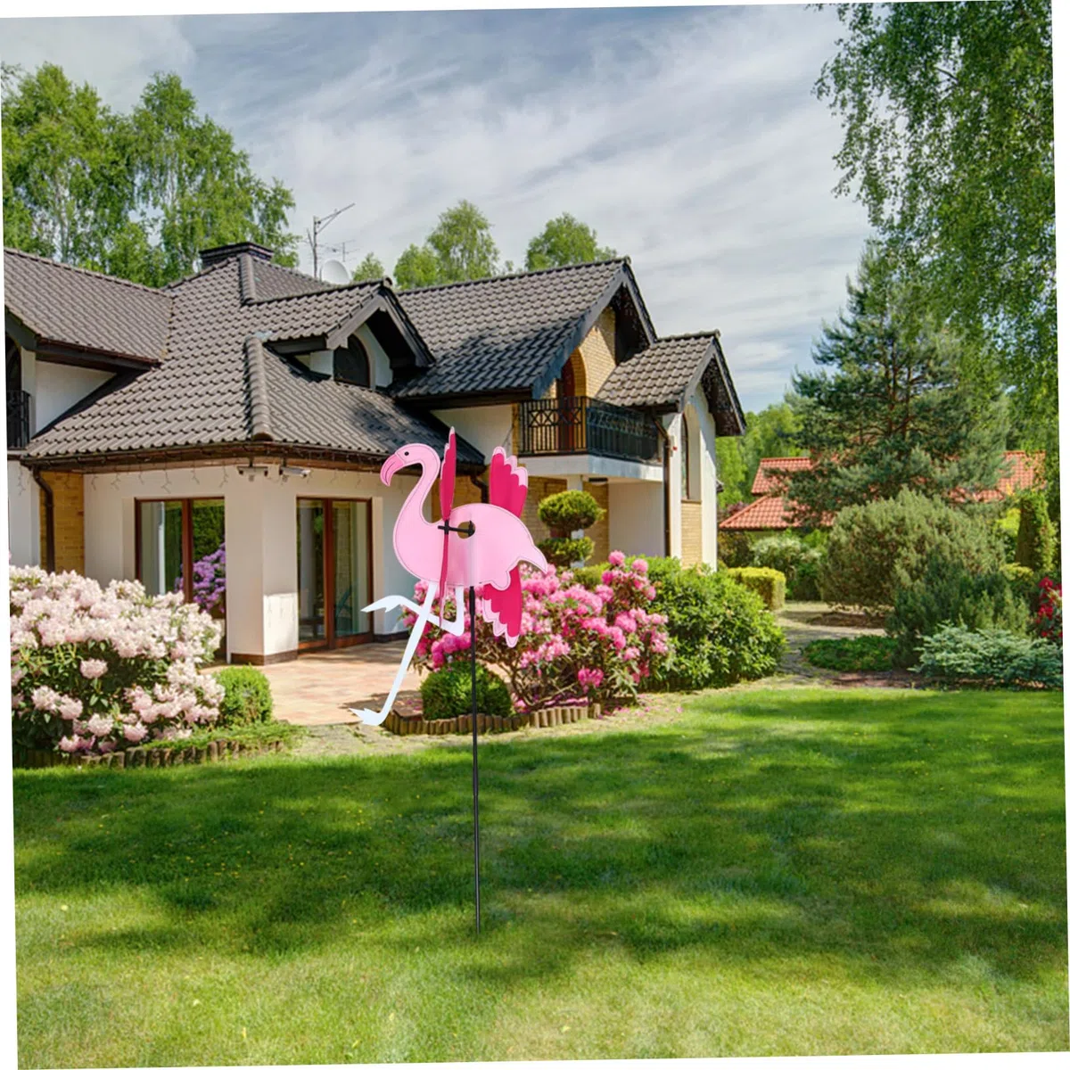 jojofuny Girandola Fenicottero 3D da Giardino 2 Pezzi, Decorazione Mulino a Vento per Esterni, Giocattolo Mulino a Vento per Parco e Festa all’Aperto