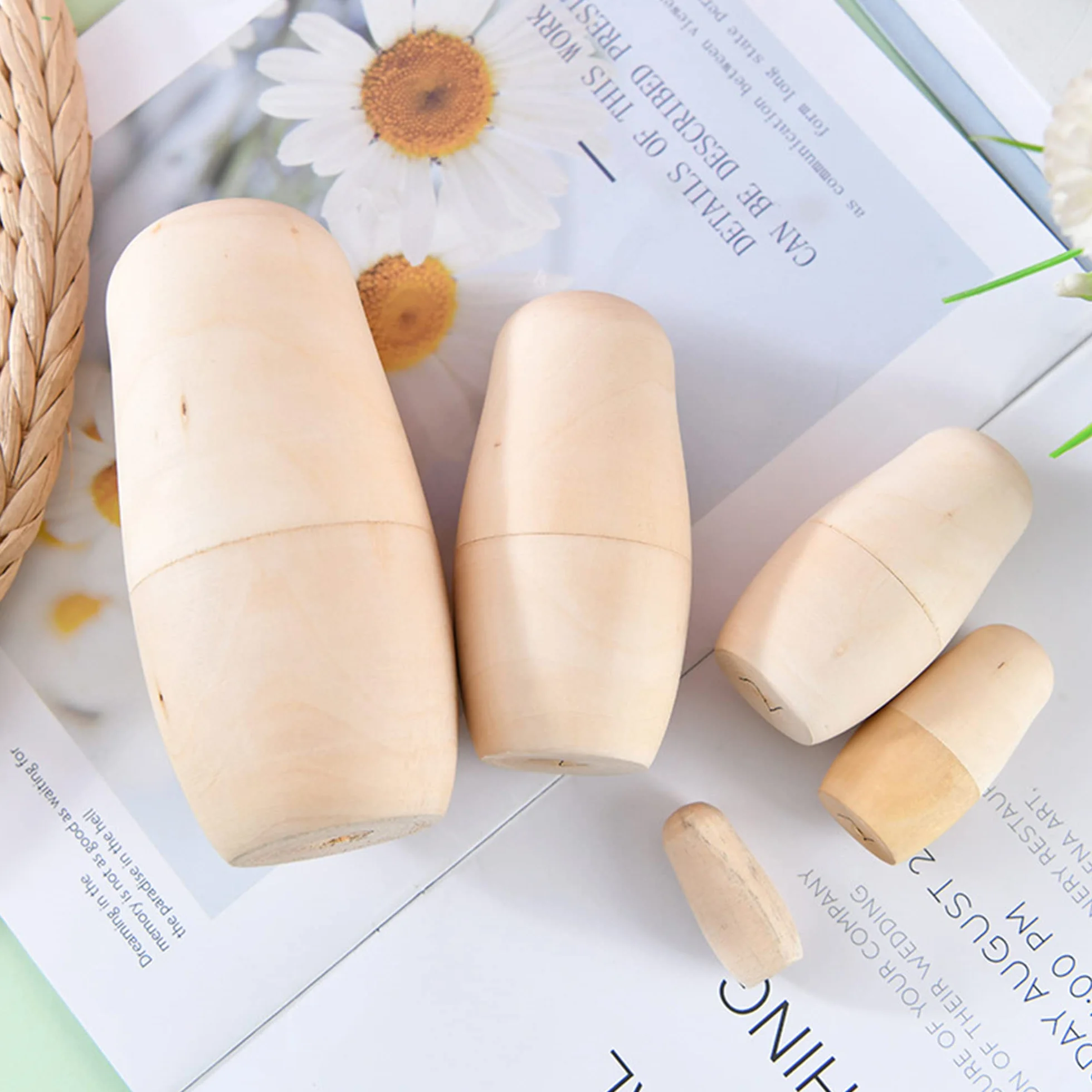 Matrioske Russe, Bambola di Legno, Bambole matrioska Giocattolo di Legno Russo, Non Dipinto Bambola Figura Giocattoli, Giocattolo Impilabile, Minifigure Nidificanti, Non Verniciato Matrioska