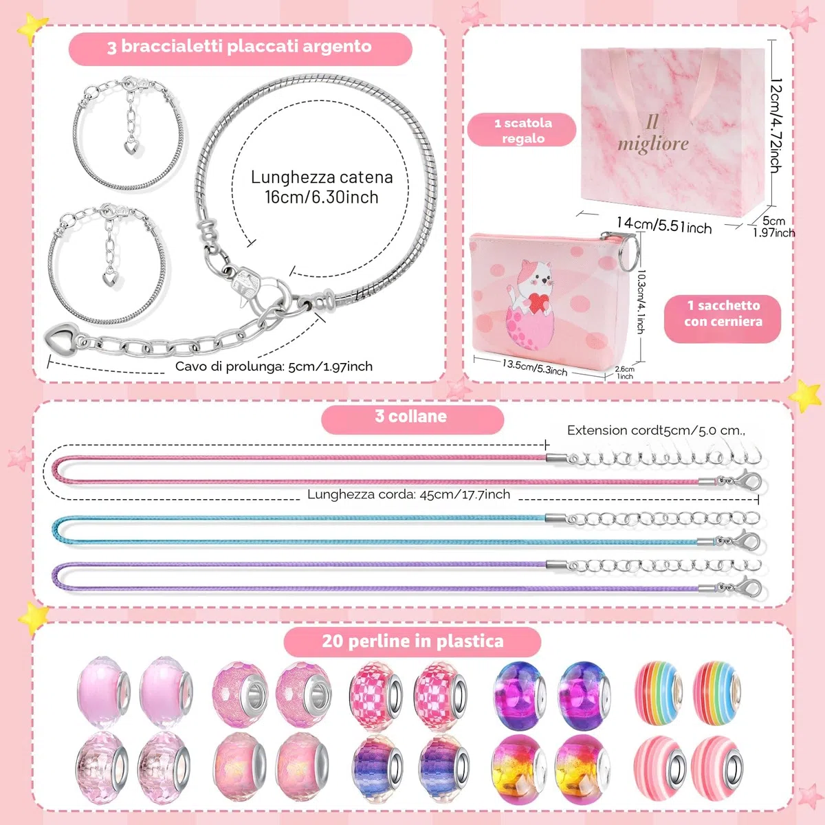 WEVOL Idee Regalo Bambina 3-13 Anni Kit Braccialetti Fai da Te Gioielli per Natale Compleanno Ringraziamento per Ragazza