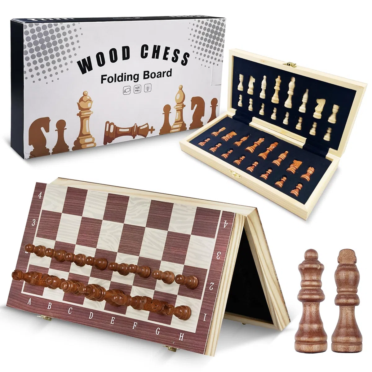 Tekenewbse Scacchiera, 29 × 29 cm Portatili e Pieghevole Scacchiere, Scacchi Magnetici Legno, Dama Gioco da Tavola Professionale Magnetica, Chess Board per Bambini Viaggio e Adulti Pedine