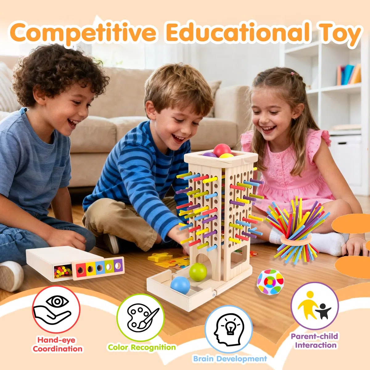 Gioco Montessori per bambini dai 3 ai 6 anni, gioco da tavolo in legno con 40 bastoncini colorati, gioco educativo per tutta la famiglia, regalo di compleanno per bambini e bambine dai 3 ai 6 anni