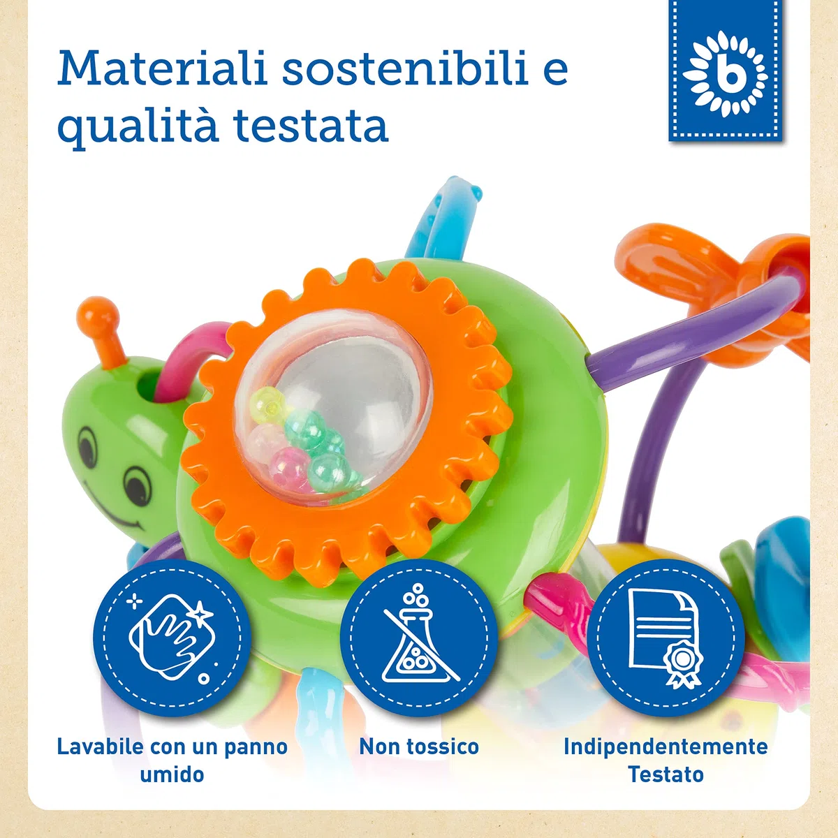 Bieco Palla da moto per bambino a partire dai 6 mesi in su, con sonaglio, giocattolo per attività motorie, palla sensoriale