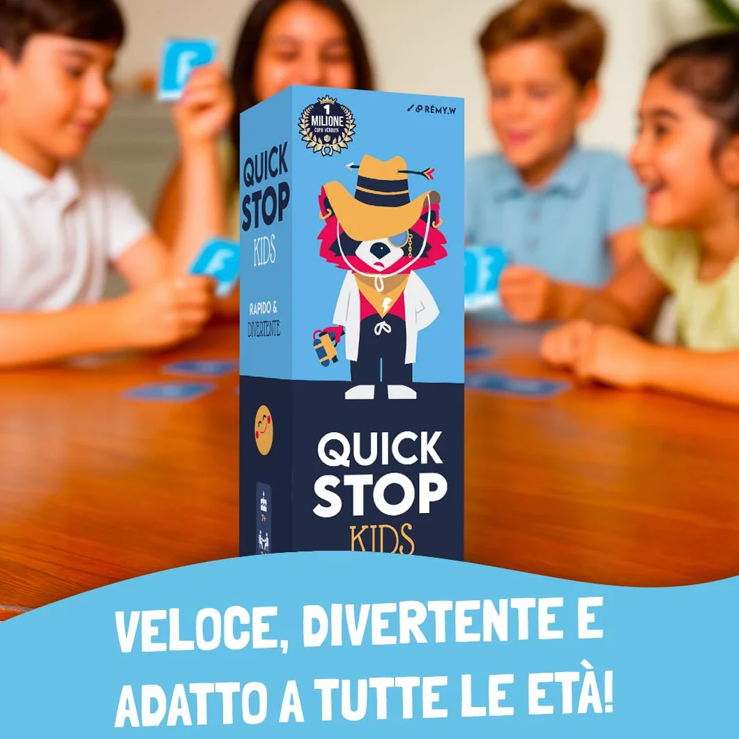 ATM Gaming QUICKSTOP Kids - Gioco di Carte per Bambini e Famiglie - Età 7+ - Da 2 a 7 Giocatori - Divertente e Veloce - Gioco da Tavolo - Italiano