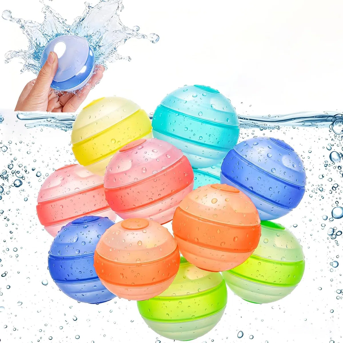 12 PCS Gavettoni Riutilizzabili, Palloncini Acqua Riutilizzabili in Silicone, Gavettoni Acqua Autosigillanti, Bombe d'Acqua a Riempimento Rapido per Bambini e Adulti, Giochi da Esterno e Piscina