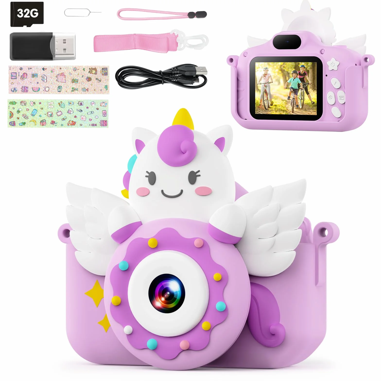 TIATUA Macchina Fotografica Bambini 2.0 Pollici Schermo 32G Card Video Camera Gift for Girls Boy Age 3+