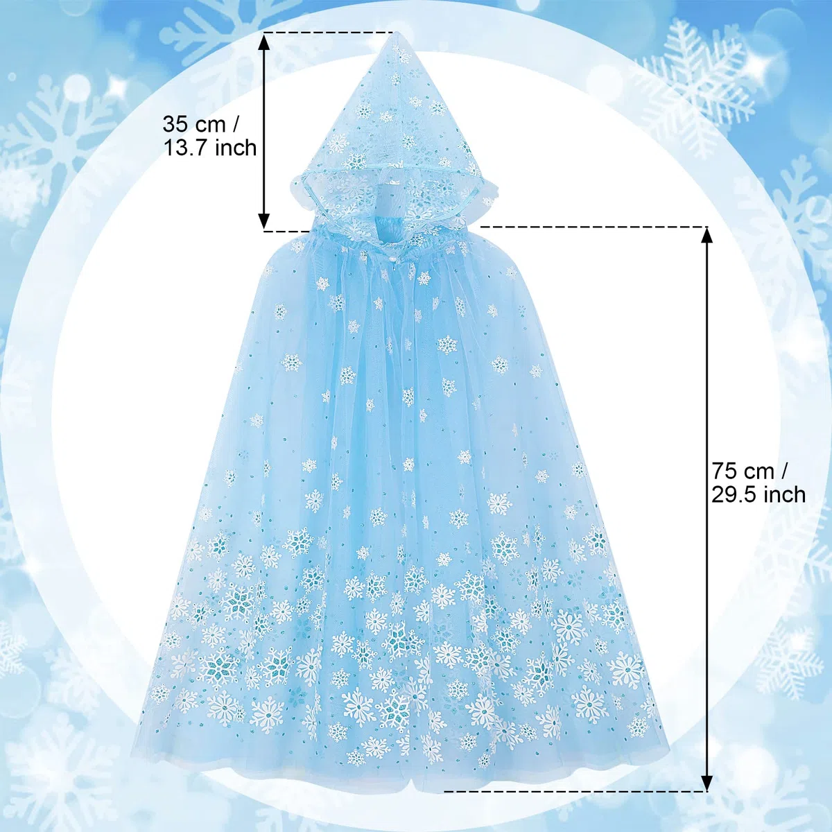XEPST Mantello Principessa Bambina, Costume Principessa con Cappuccio, Mantello Blu Della Principessa Accessorio Scialle Cape Ragazze da Costume Carnevale Halloween Cosplay