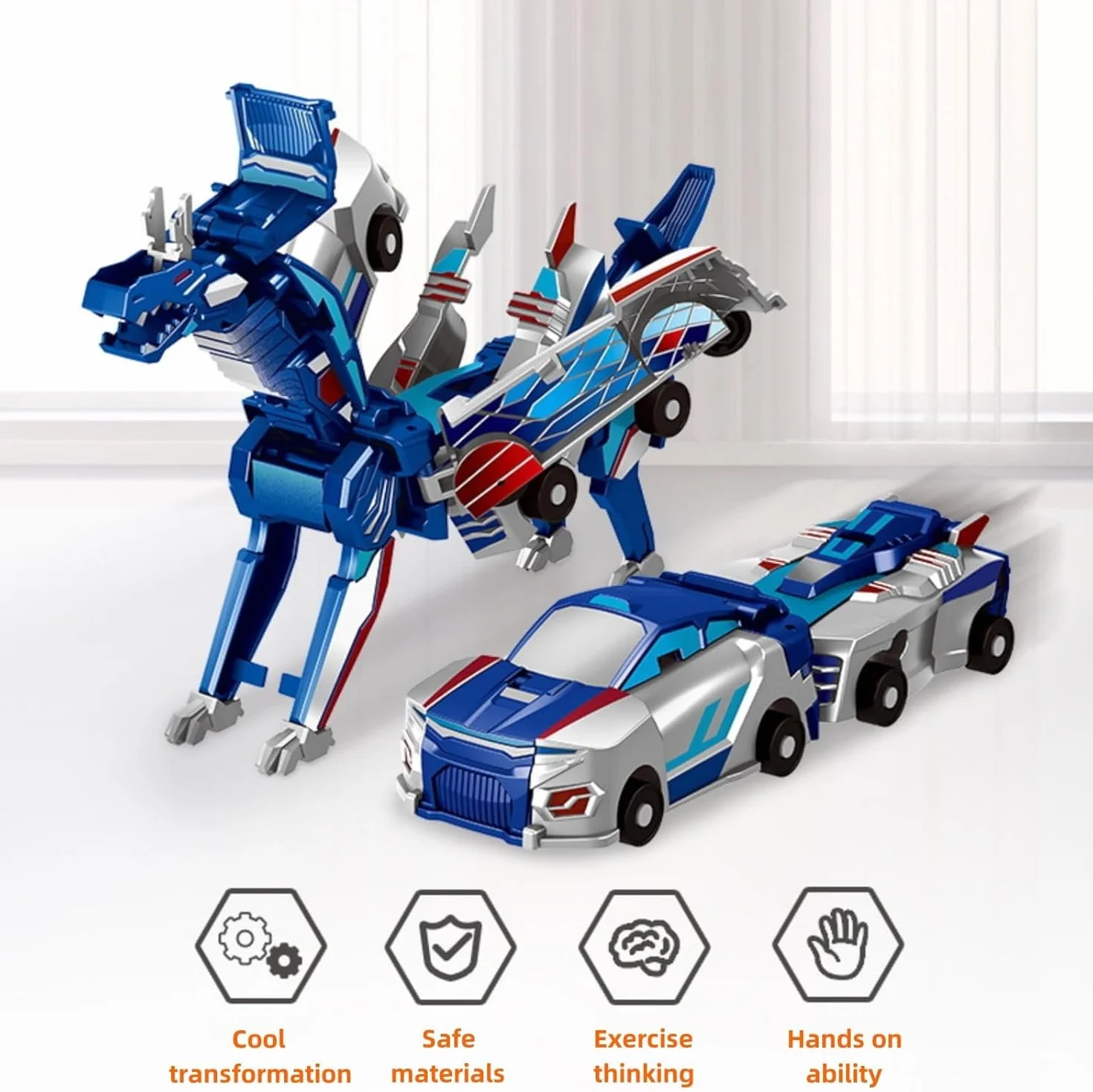 Felly Drago Trasforma Macchina Giocattoli, 2 Pezzi Auto Robot Giochi Bambini Bambino Bambina 2 3 4 5 6 Anni, Giocattolo Regalo per Ragazzi Ragazze