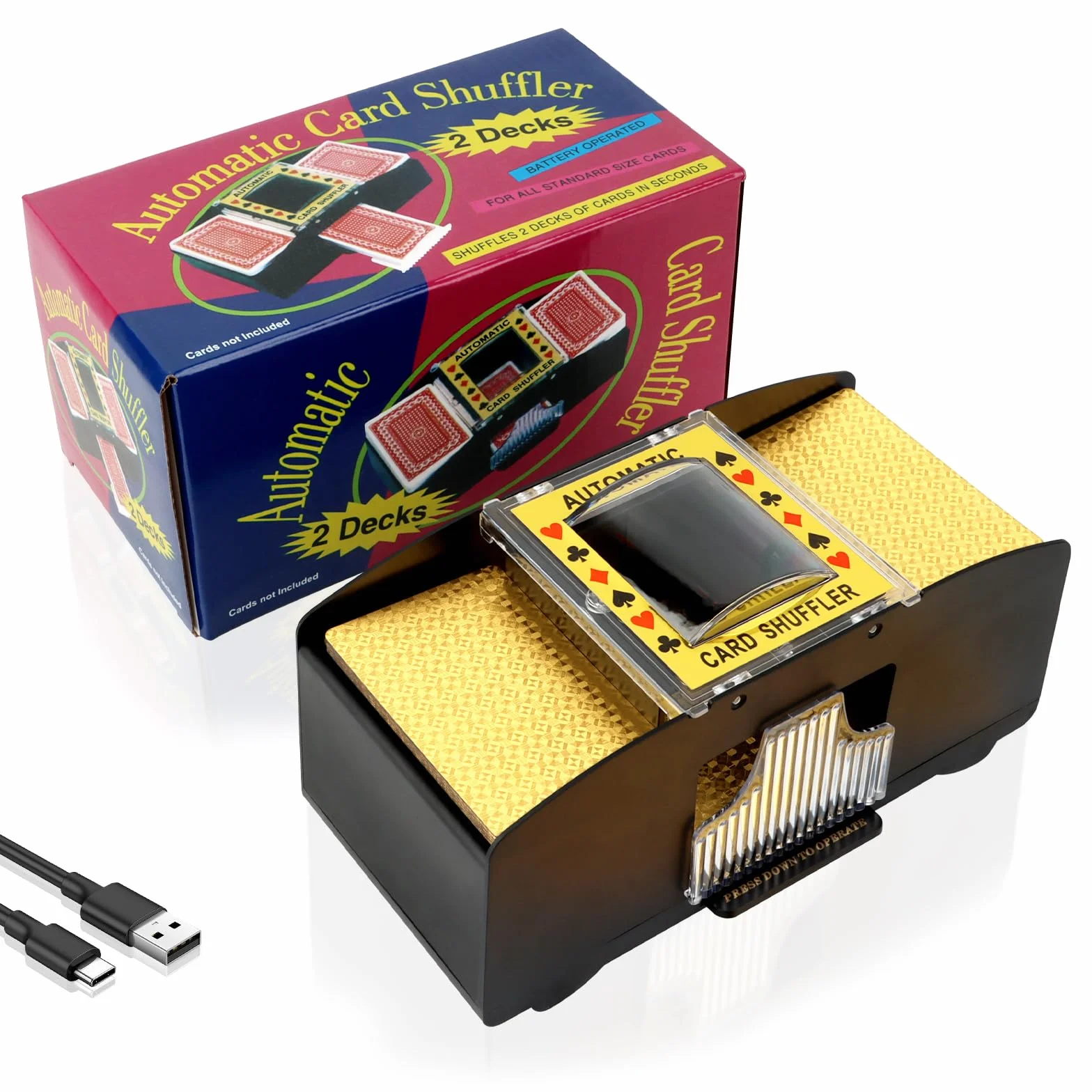 MXTIMWAN Distributore Carte da Gioco Elettronico, Mischia Carte Automatico a 2 Mazzi, USB/Batteria Mescolatore Carte da Gioco, Mescolatore Carte da Gioco per Uno, Poker, Burraco, Blackjack