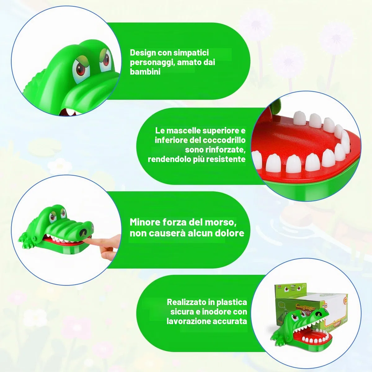 Gioco del Coccodrillo Croco Doc Giocattolo Coccodrillo Denti, Azione e Abilità per di Famiglia, Metti alla Prova la Tua Fortuna, per Bambini, per Feste (L)