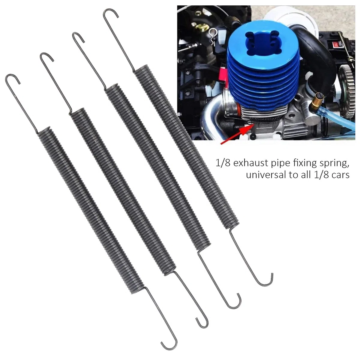 Molla per Tubo di Scarico RC, Resistenza alla Corrosione, 4 Pezzi Set, Accessori RC, RC Muffler Spring Set for Competizioni RC, Hobby, e Tutti i Modelli di RC Muffler