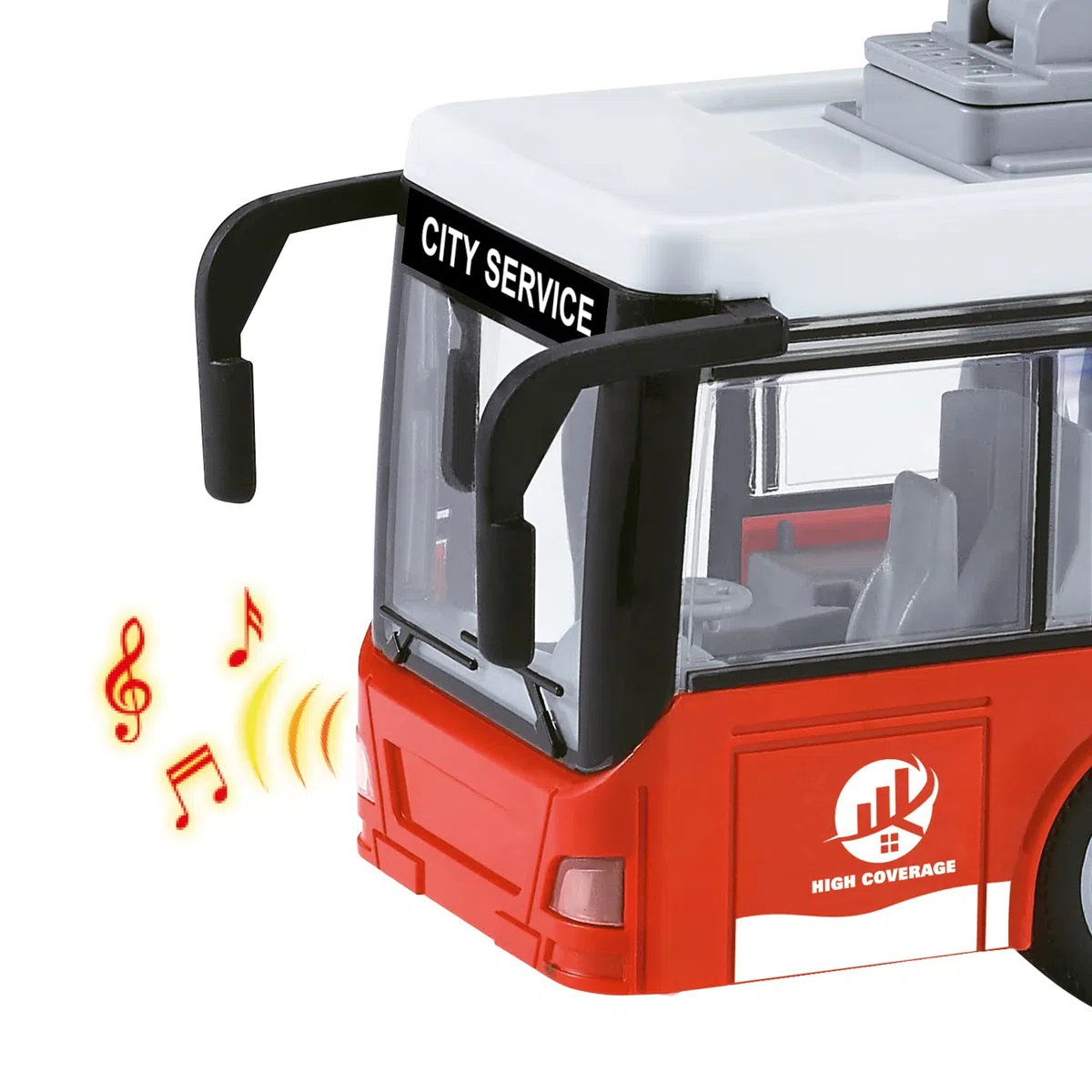 MONDO Motors - Friction BUS - Bus City Service con retrocarica frizione pull back per bambini, rosso - 51238