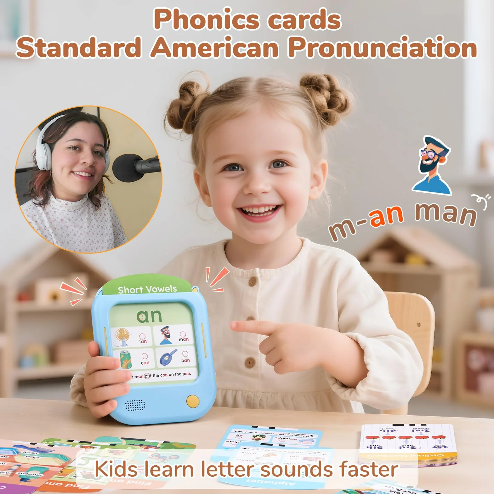 JoyCat Tablet Educativo per Bambini, 156 Pagine Carte Parlanti con 600+ Parole, Gioco Montessori per Imparare l’Inglese, Alfabeto, Fonemi, Numeri, Colori e Forme, Giochi Educativi Bambini 2-6 Anni