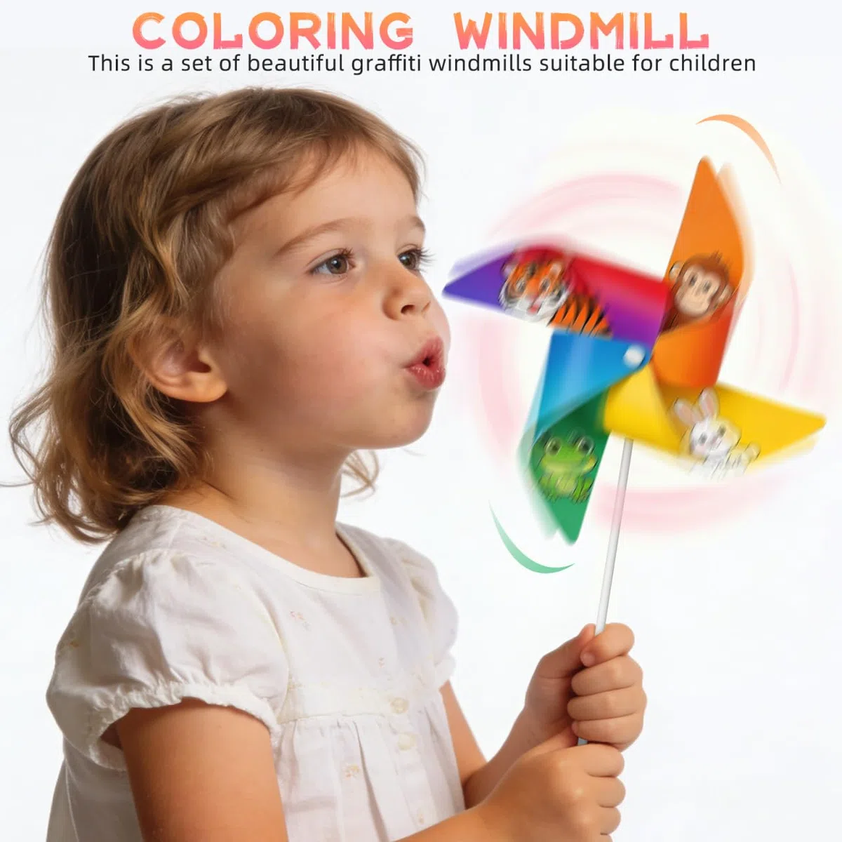 Angoily Girandola Da Colorare Per Bambini 12 Pollici Fai Da Te Mulino a Vento Giocattolo Creativo Per Attività All'Aperto E Scuola