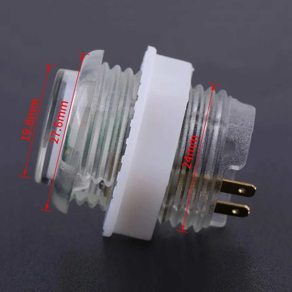 5PC 5V 24mm Jumbo LED Pulsante illuminato Interruttore a pulsante autoripristinante con microinterruttore per progetti di gioco a gettoni