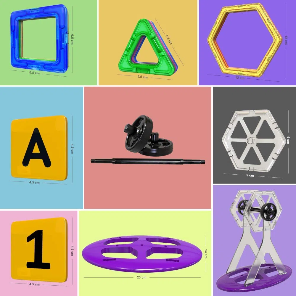 Desire Deluxe 94 PEZZI Costruzioni Magnetiche per Bambini Gioco Educativo e Creativo per Bimbi da 3 Anni Plastica ABS Alimentare Atossica 94 Blocchi Magnetici con Angoli Smussati Diverse Forme