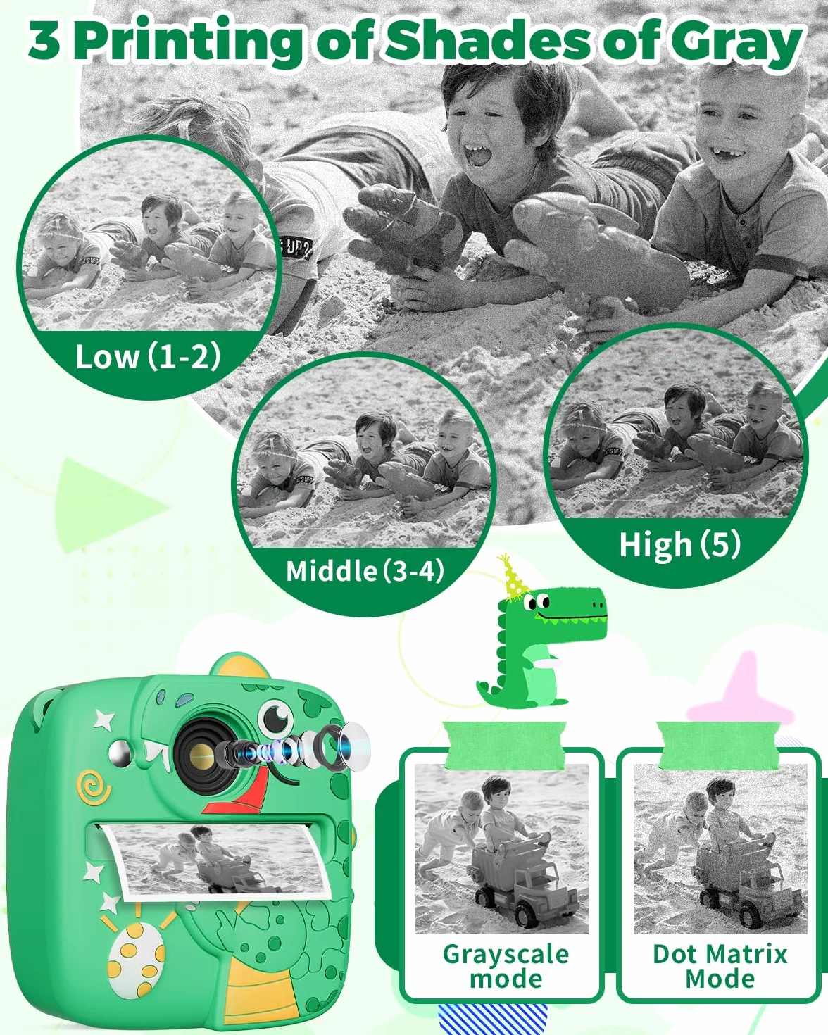 CHRERNA Macchina Fotografica Bambini Istantanea, Fotocamera Istantanea per Bambini con Carta da Stampa e Carta 32GB, Regalo per Bambini per Ragazze Ragazzi da 3-12