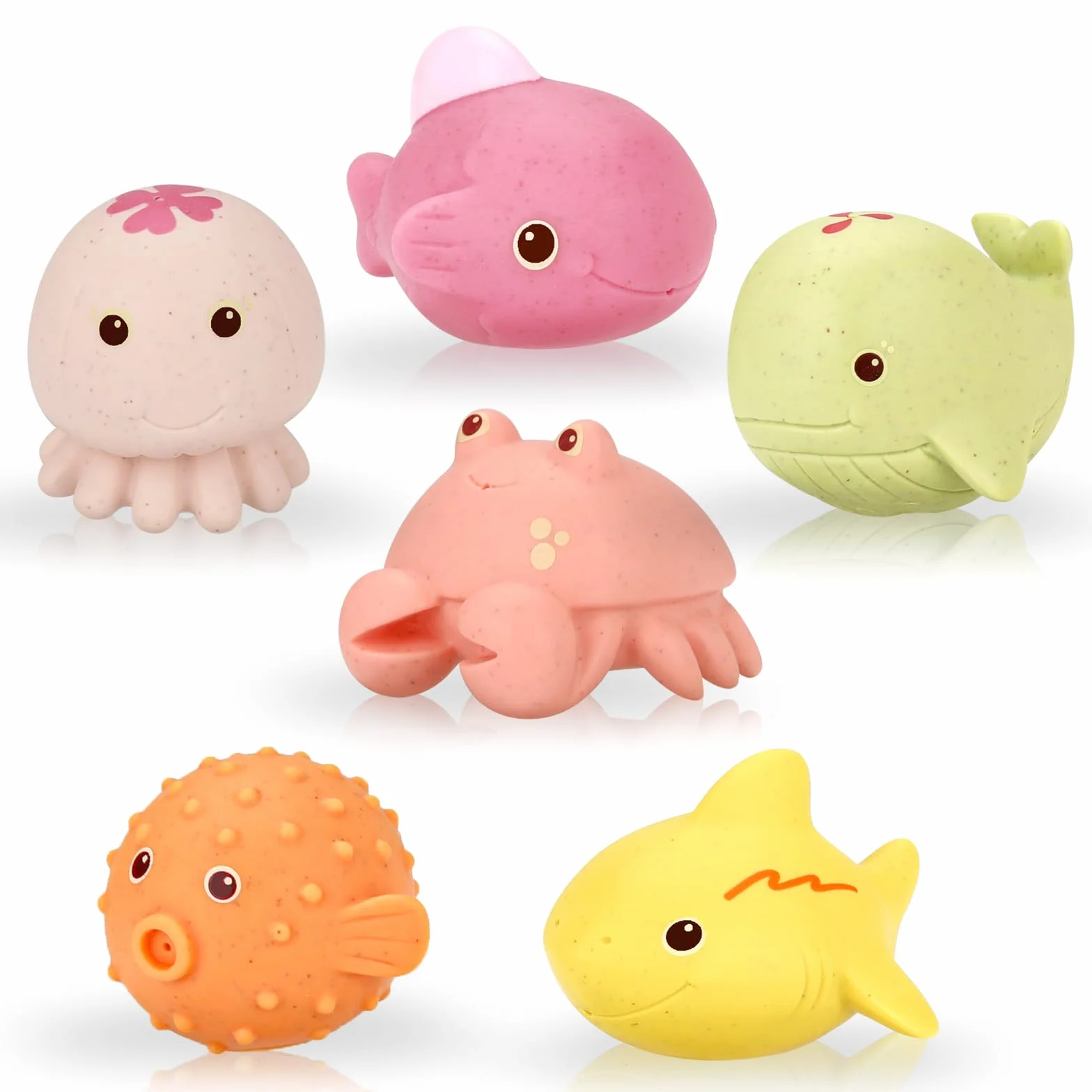 Giocattoli da bagno per bambini senza muffa - 6 pezzi di giocattoli da bagno senza fori, giocattoli da acqua per bambini, giocattoli da bagno per piscina e spiaggia