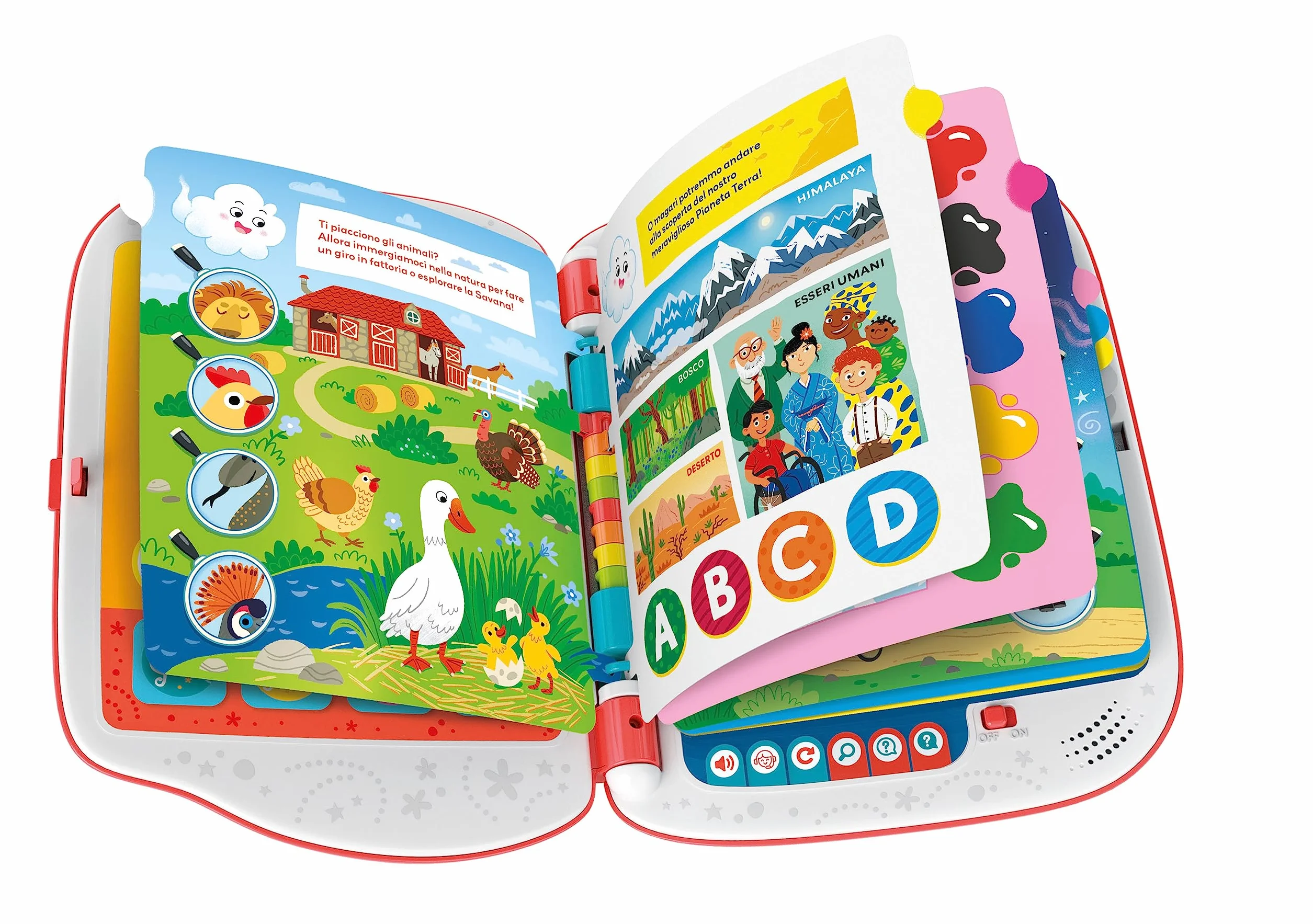 Clementoni - 16430 - Sapientino - Girapagina - Libro Elettronico Bambini, Gioco Educativo 3-6 Anni, Libro Interattivo, Elettronico Parlante, Apprendimento Acustico, Con Batterie