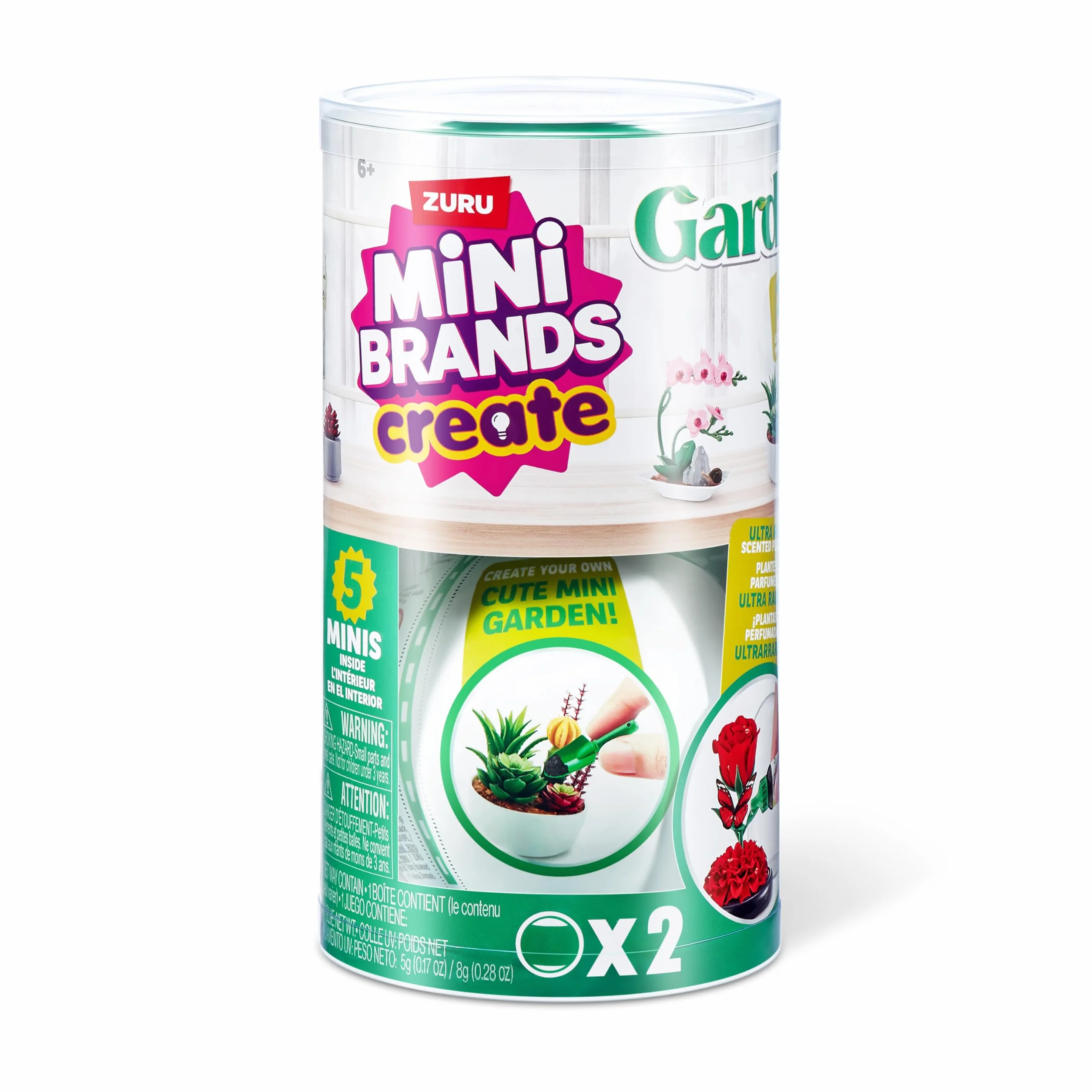 Capsula a sorpresa Mini Brands Create Garden di ZURU con Minis da collezionare a tema giardinaggio, 2 Capsule